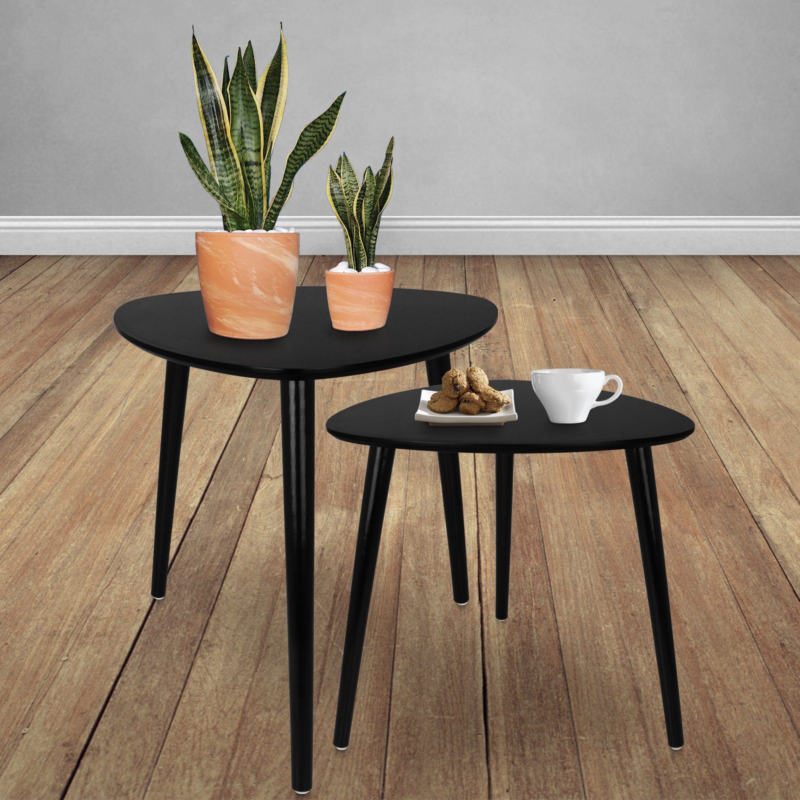Beistelltisch Holztisch Holz Sofatisch Dreibeintisch Kaffeetisch Nachtschrank (2er Set), Koopman Tisch Wohnzimmertisch Beistell-Tisch Couchtisch 2er-Set Nachttisch
