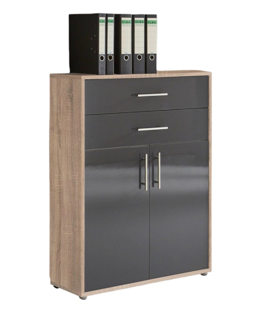 BMG Möbel Aktenschrank BMG Möbel Schubkasten Schrank, 2 Türen in 15 verschiedenen Farben (84,4 x 113,6 x 33 cm) Fronten Matt oder Hochglanz, Made in Germany