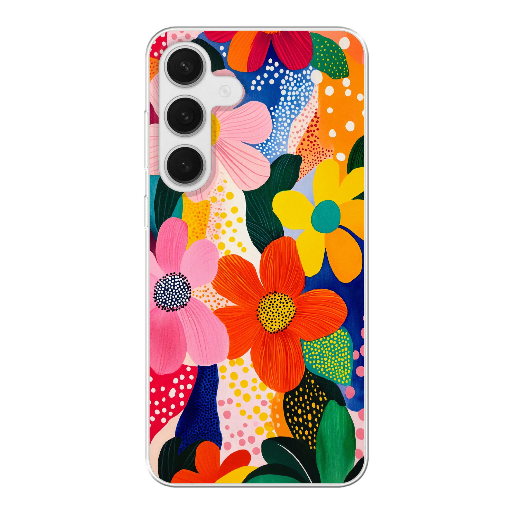 Handyhülle für Samsung Galaxy S25 Plus Blumen - Bunt - Tupfen