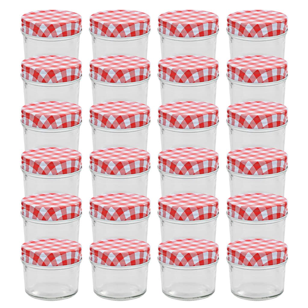 vidaXL Einmachglas Marmeladengläser mit Weißen/Roten Deckeln 24 Stk. 110 ml