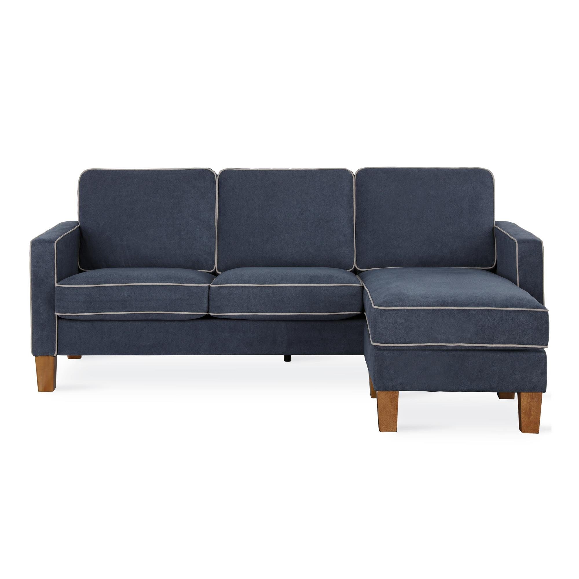 mit loft24 Bowen, 207 Recamiere, Ecksofa Länge Stoffbezug, blau cm Polstersofa, Sofa