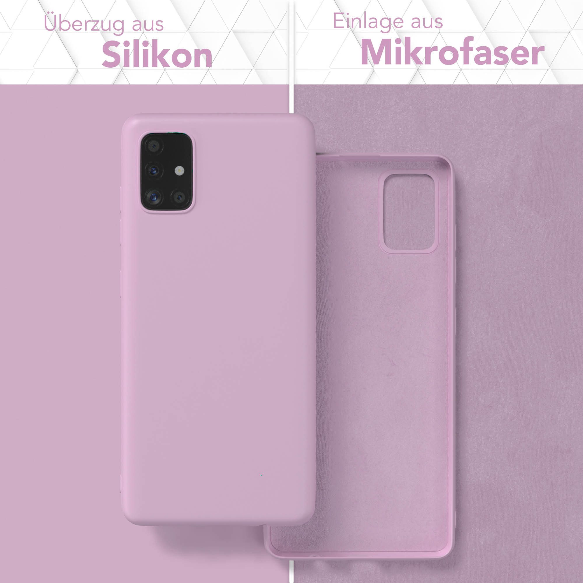 EAZY CASE Handyhülle für Samsung Galaxy A51 Hülle Silikon 6,5 Zoll, Hülle mit Kameraschutz handycover Soft Smart Slimcover Lila / Flieder