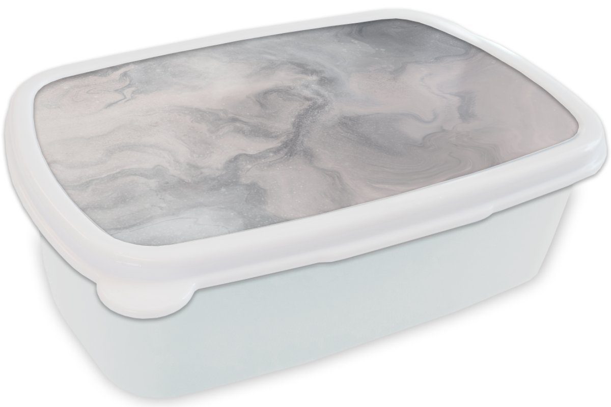 MuchoWow Lunchbox Wolken - Abstrakt (2-tlg), und für - Jungs und Malen, für Kunststoff, Mädchen Erwachsene, Kinder Brotbox Brotdose, weiß