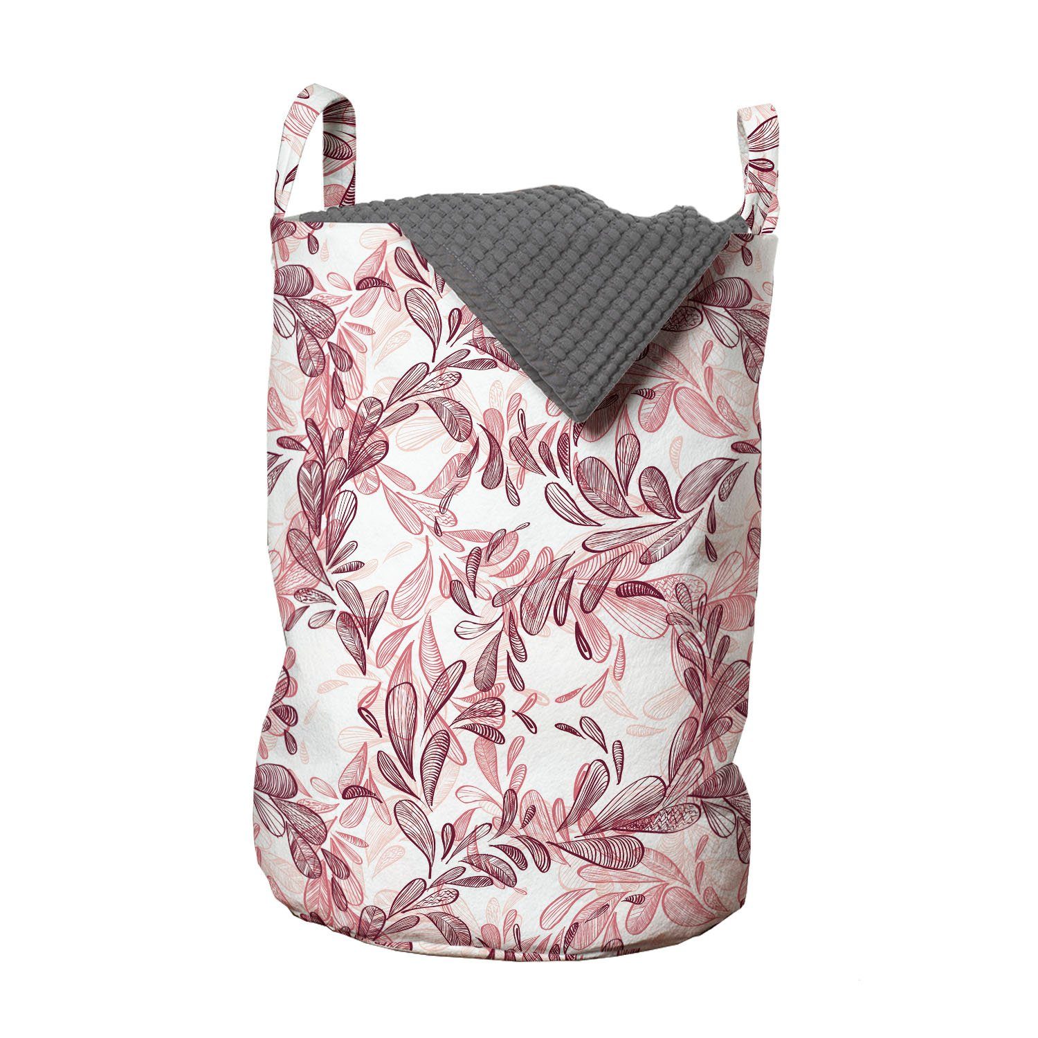 Abakuhaus Wäschesäckchen Wäschekorb mit Griffen Kordelzugverschluss für Waschsalons, Blumen Sketchy Leaves Petals