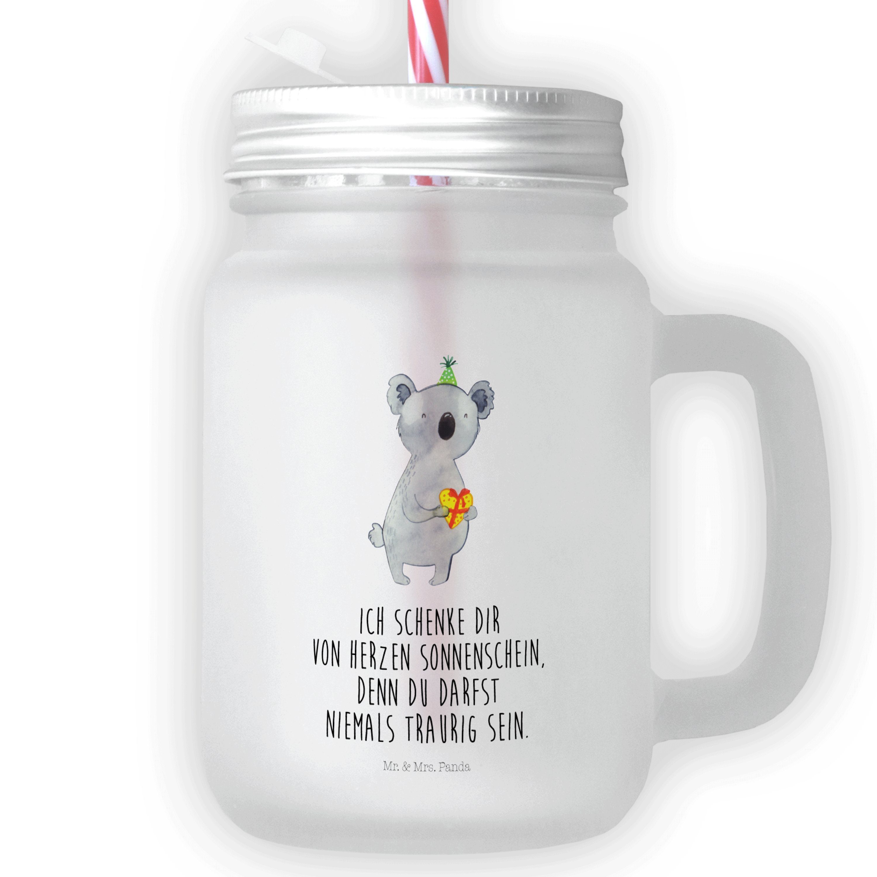 Mr. & Mrs. Transparent He, Premium Geschenk Trinkglas, Koala - Einmachglas, Glas Panda Geburtstag, - Glas