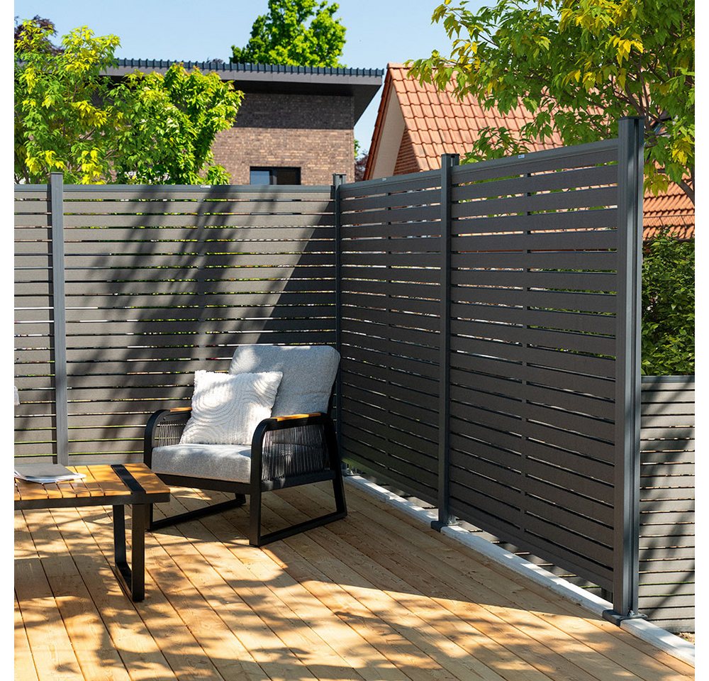 Thumbnail - HOME DELUXE Sichtschutzelement WPC Sichtschutzzaun ALIRA, Zuverlässiger Sicht-, Wind- und Lärmschutz, Gartenzaun, Lamell...