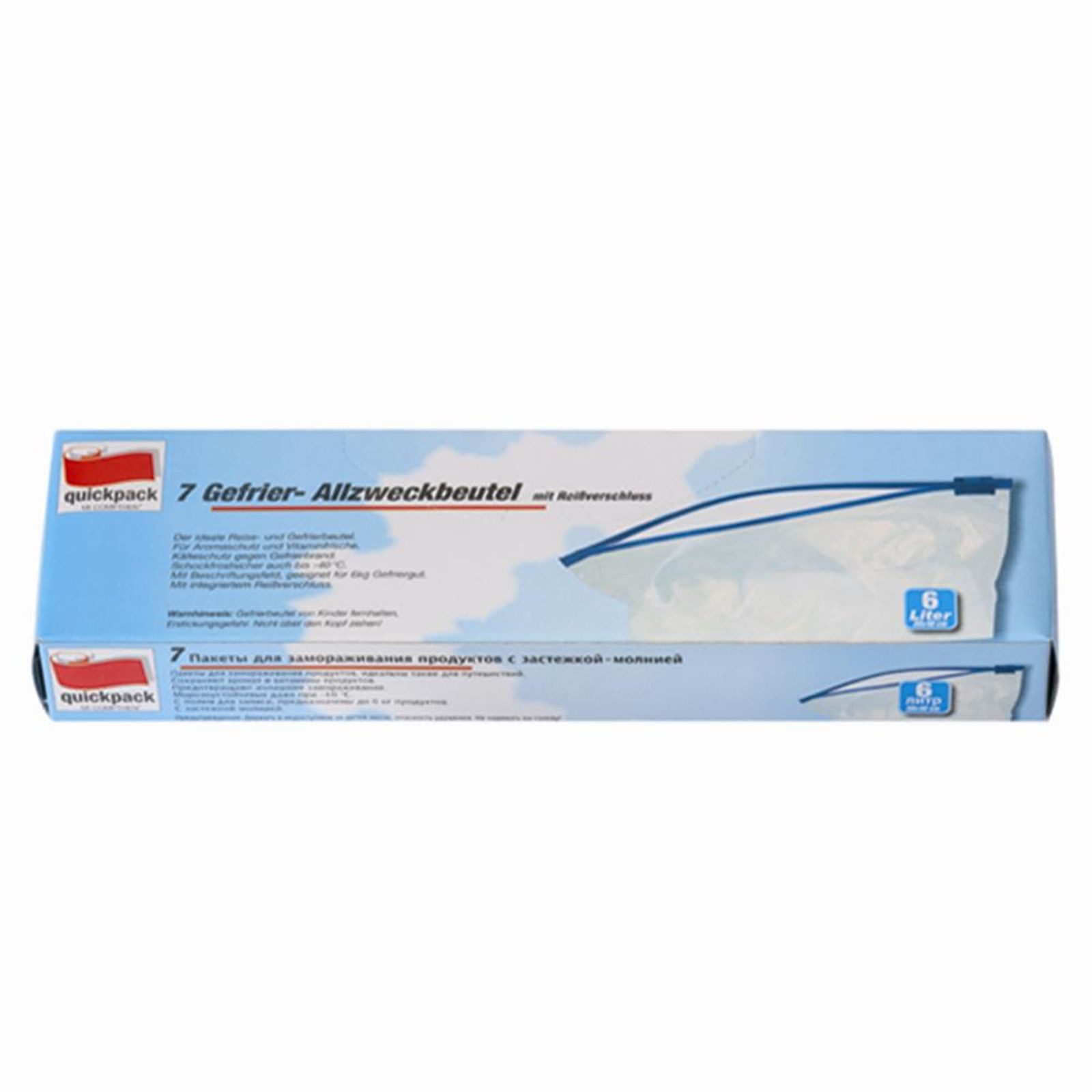 QuickPack Gefrierbeutel Gefrier-/Allzweckbeutel mit Reißverschluss 6,0 l, 7 Stück 30 x 40 cm