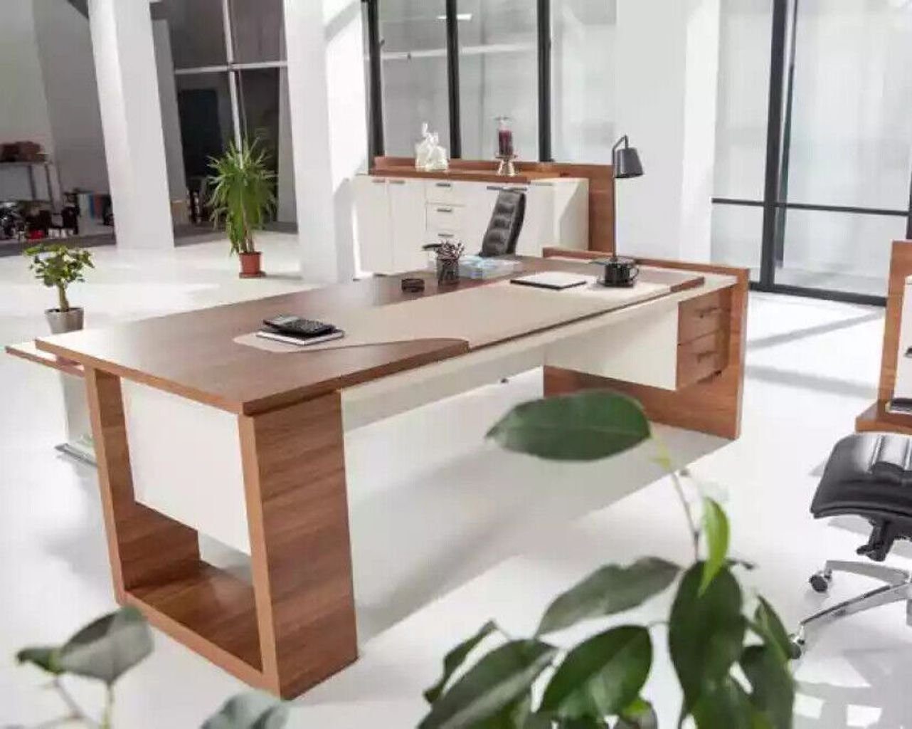 JVmoebel Schreibtisch Moderner Schreibtisch Luxus Büromöbel Braun Holz Schubladen (1-St., 1x nur Schreibtisch), Made in Europa