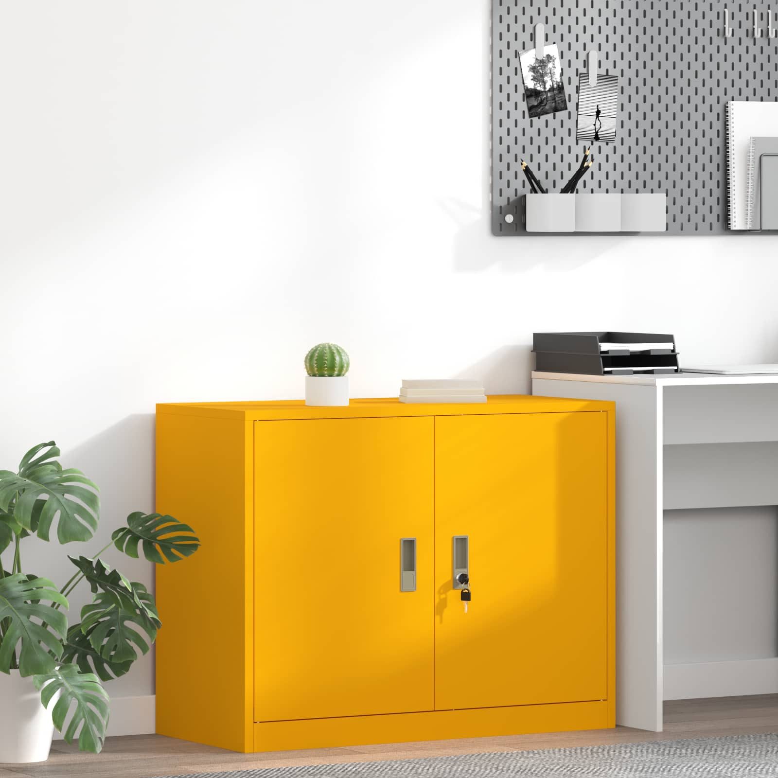 vidaXL Aktenschrank Aufbewahrungsschrank Senfgelb 90 x 40 x 70 cm Stahl (1-St)