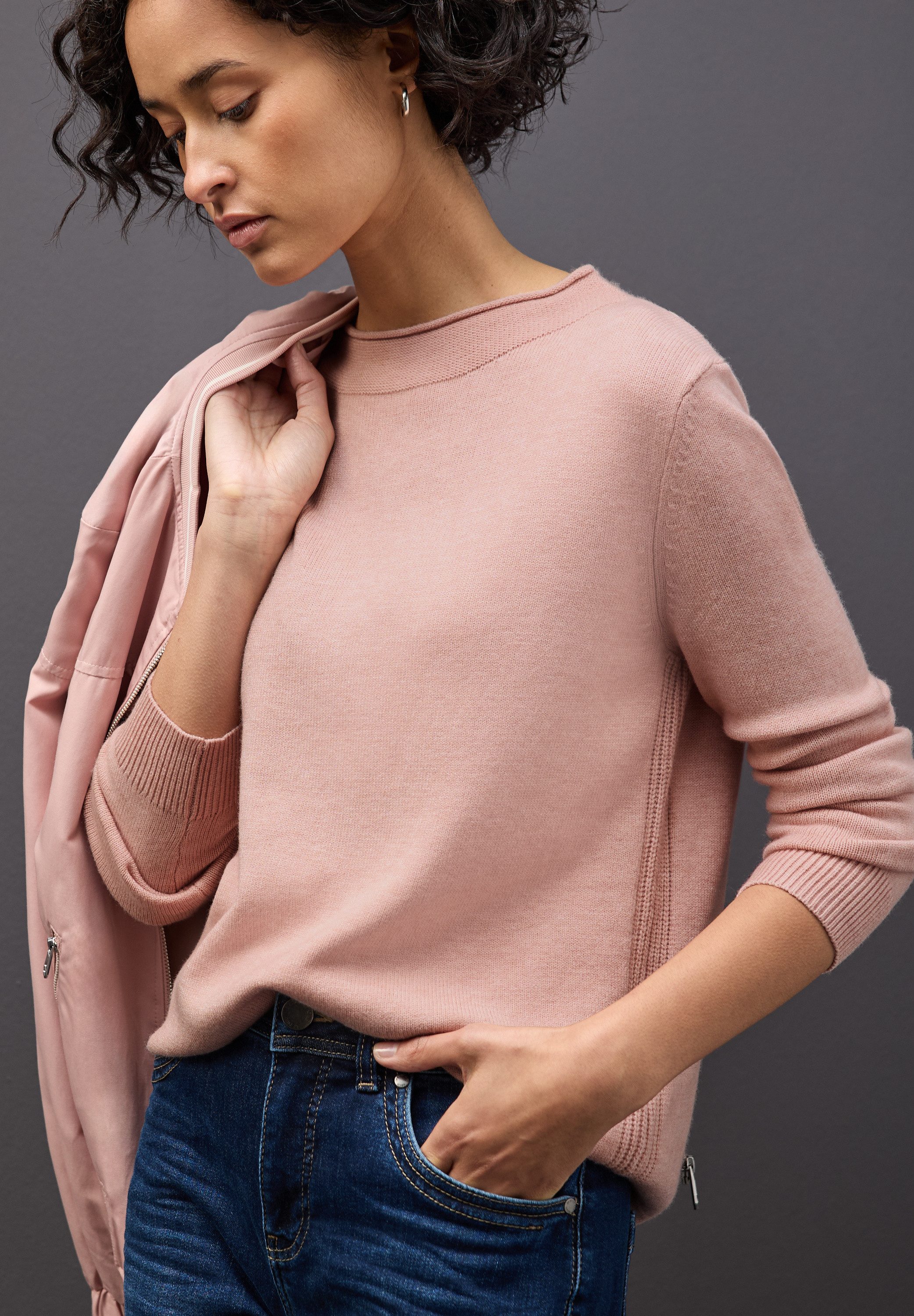 STREET ONE Strickpullover mit feiner Rollkante