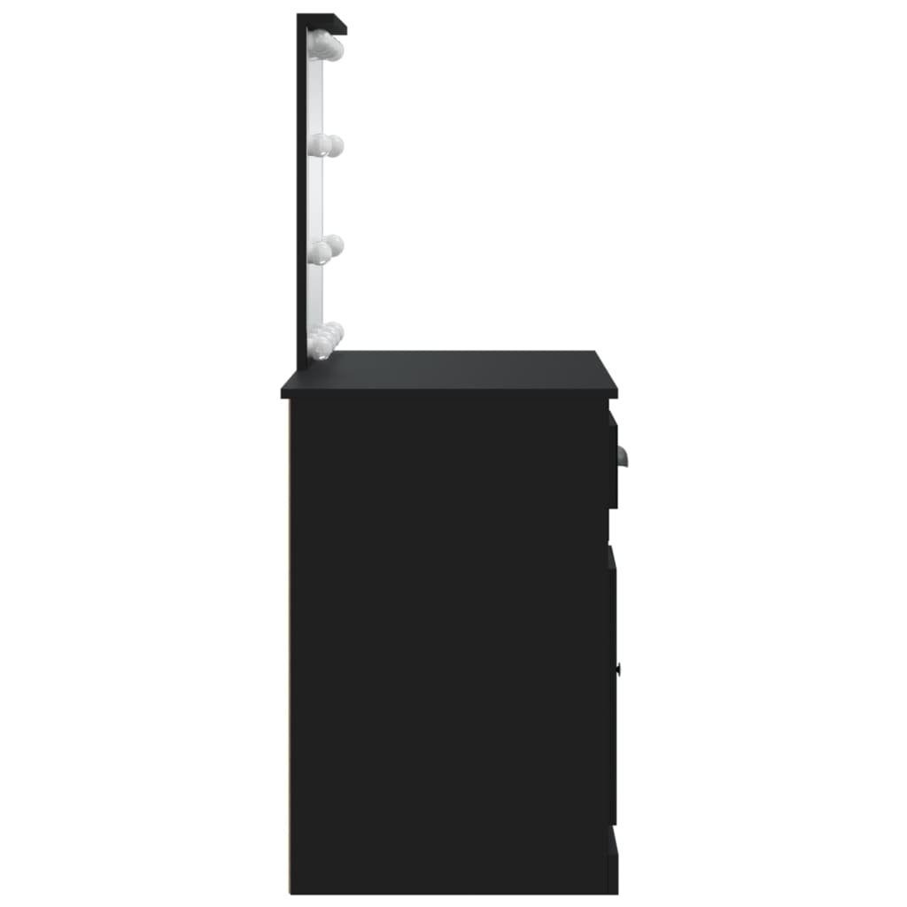 90x42x132,5 Schwarz mit cm furnicato Schminktisch LED-Leuchten