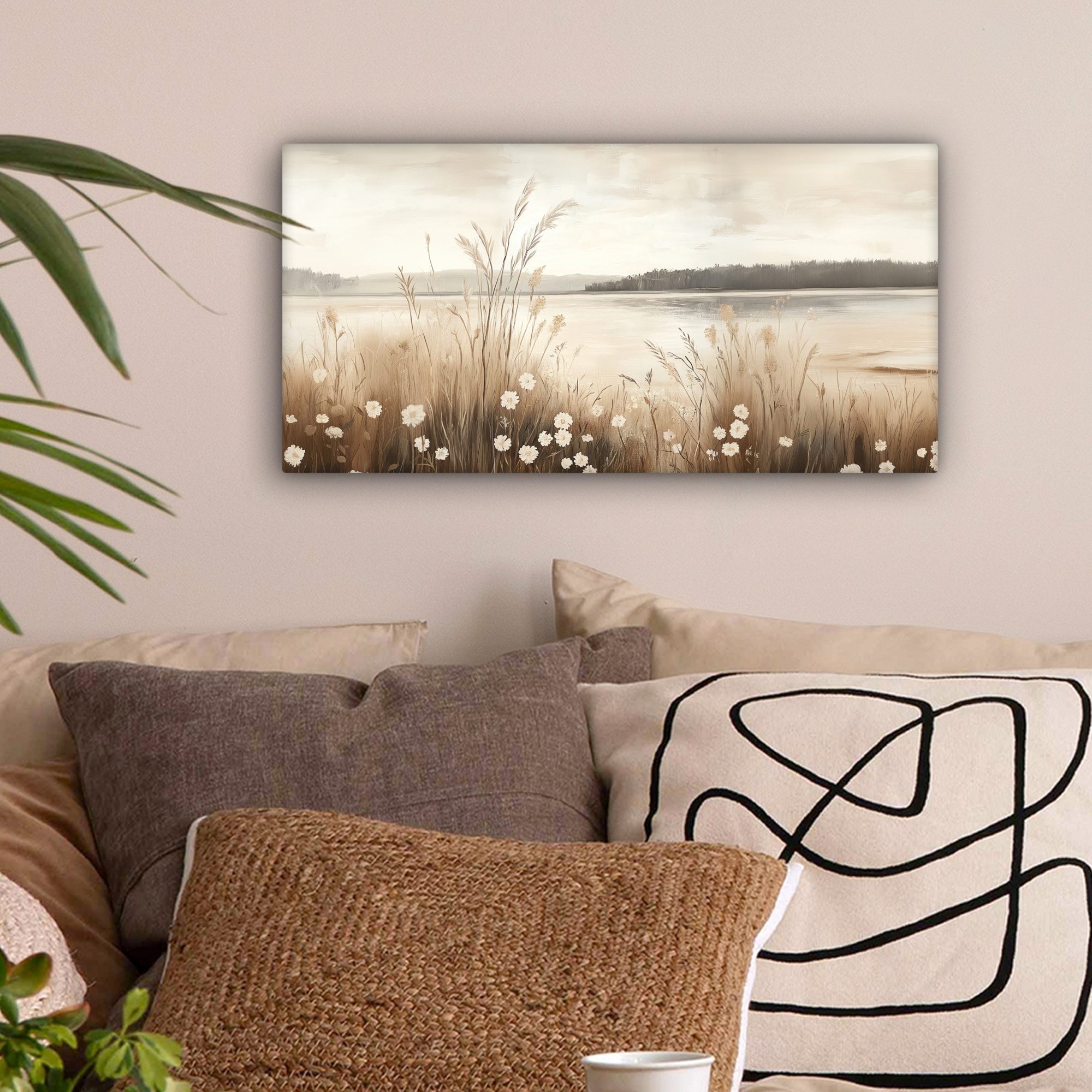OneMillionCanvasses® Leinwandbild Panorama See - Wasser - Natur - Beige, Fo günstig online kaufen