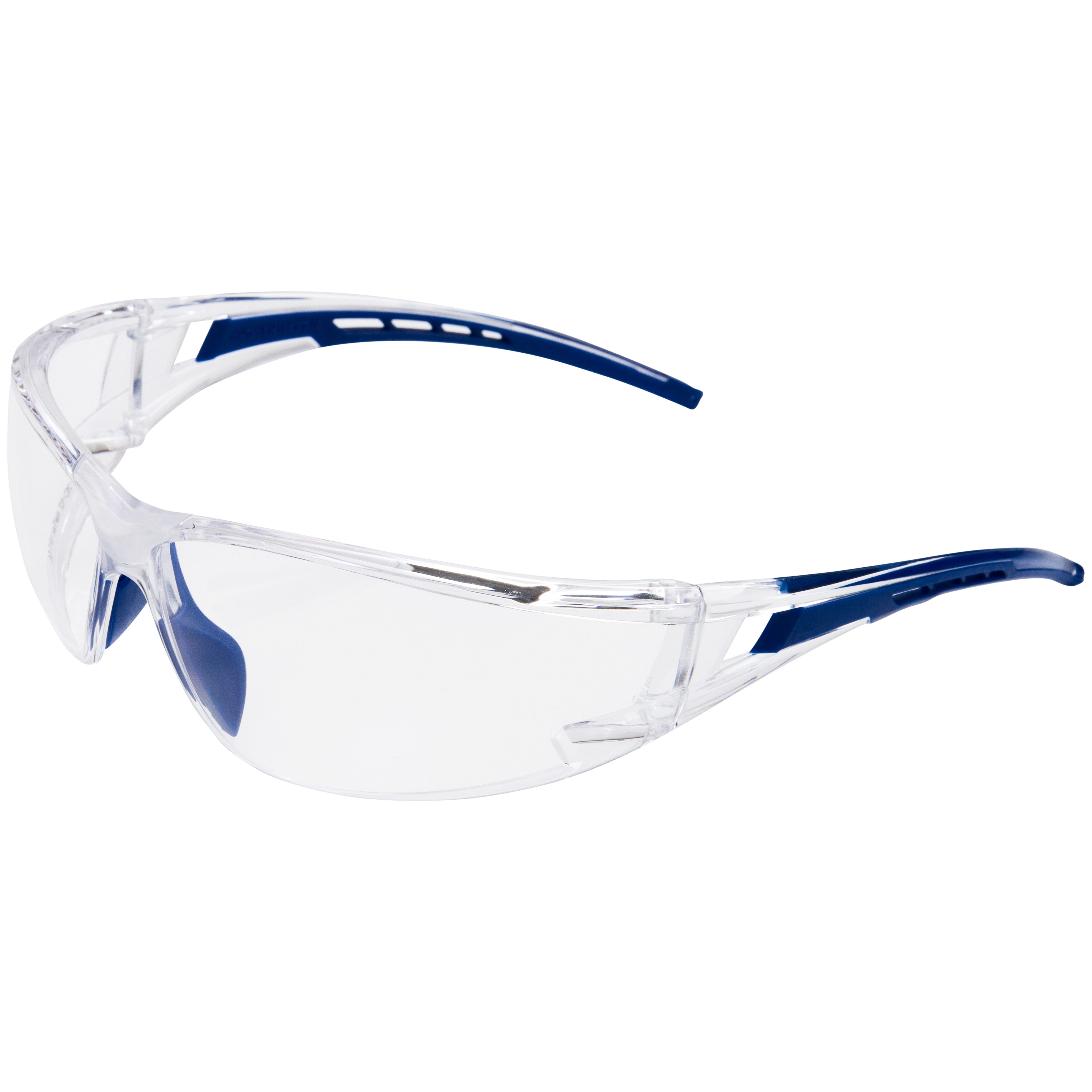 PRO FIT Arbeitsschutzbrille Racer 2.0, Schutzbrille, Arbeitsbrille mit klarer Scheibe, Blau, (1, Stück), weicher Nasenbügel, Druckschutz, UV-Schutz, beschlagfrei