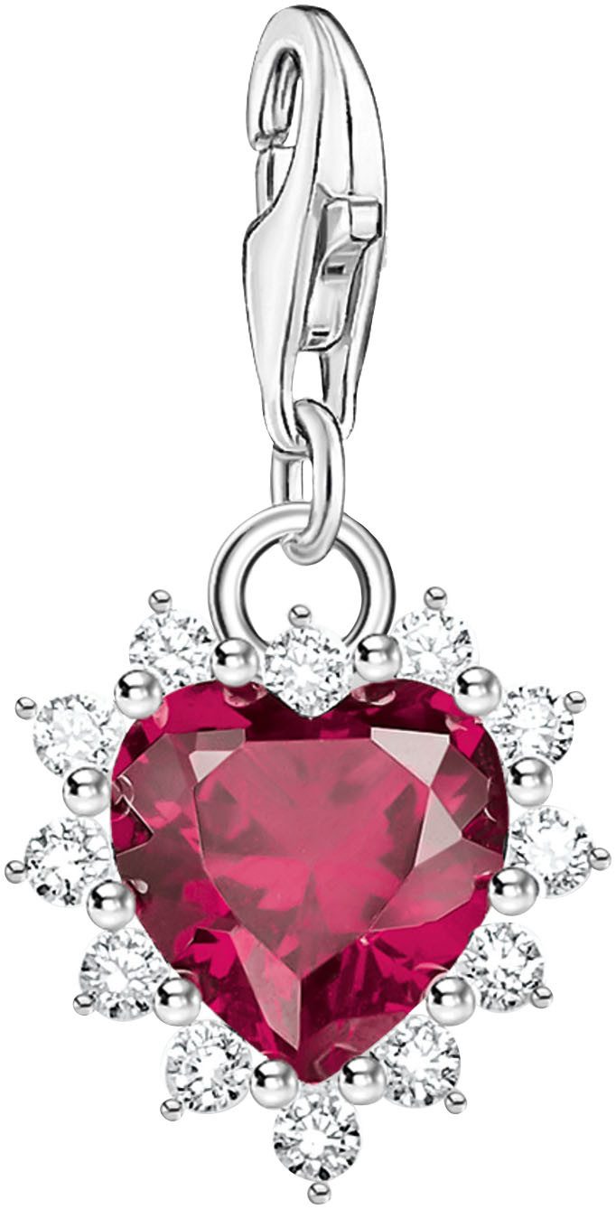 THOMAS SABO Charm Herz Charm mit rotem Stein, mit Zirkonia (synth), Rubin