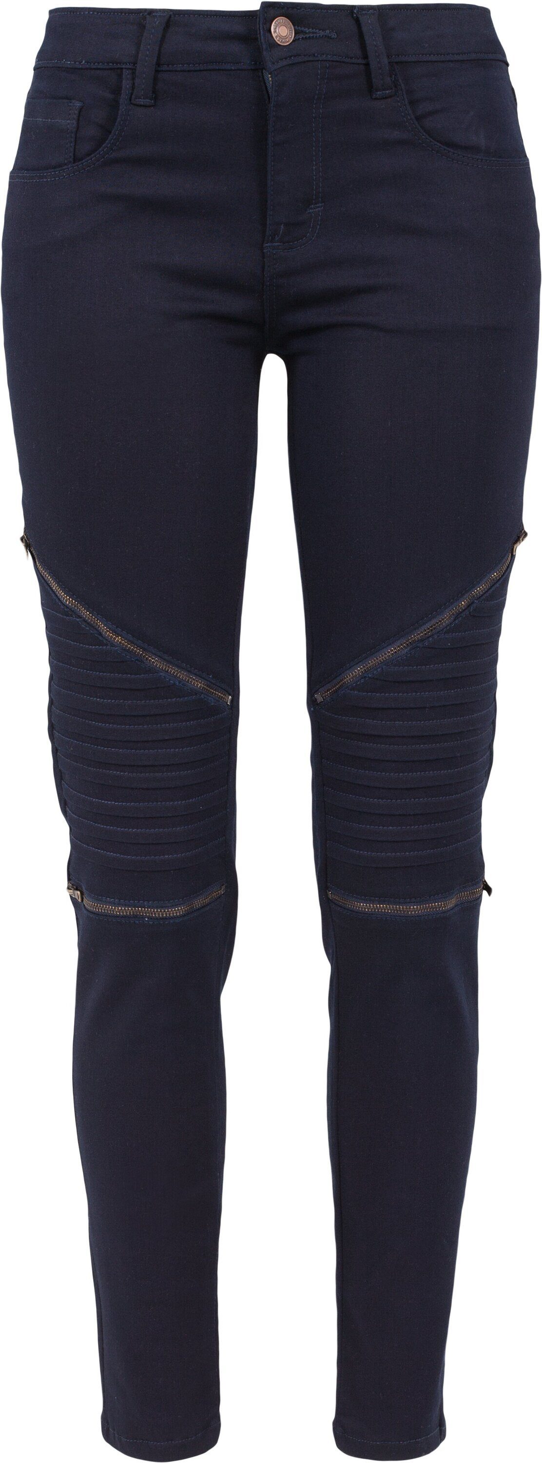 URBAN CLASSICS Bequeme Jeans Damen Ladies Stretch Biker Pants (1-tlg) dark denim