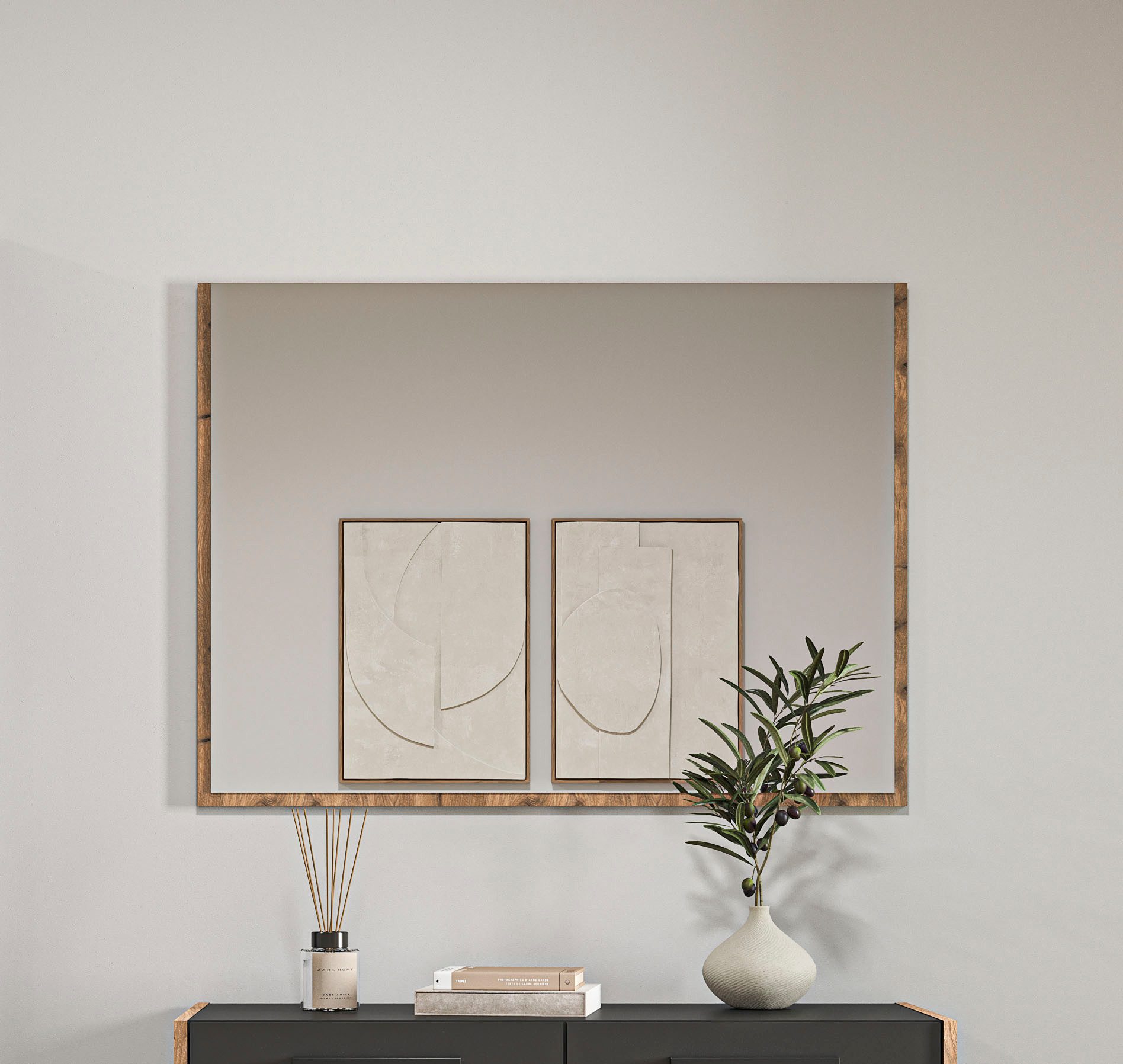Home affaire Garderobenspiegel MUSTA, 95x70x2 cm mit farblich abgesetzer Rahmenoptik, Spiegel, Wandspiegel, Spiegelpaneel, Flurspiegel, Dielenspiegel