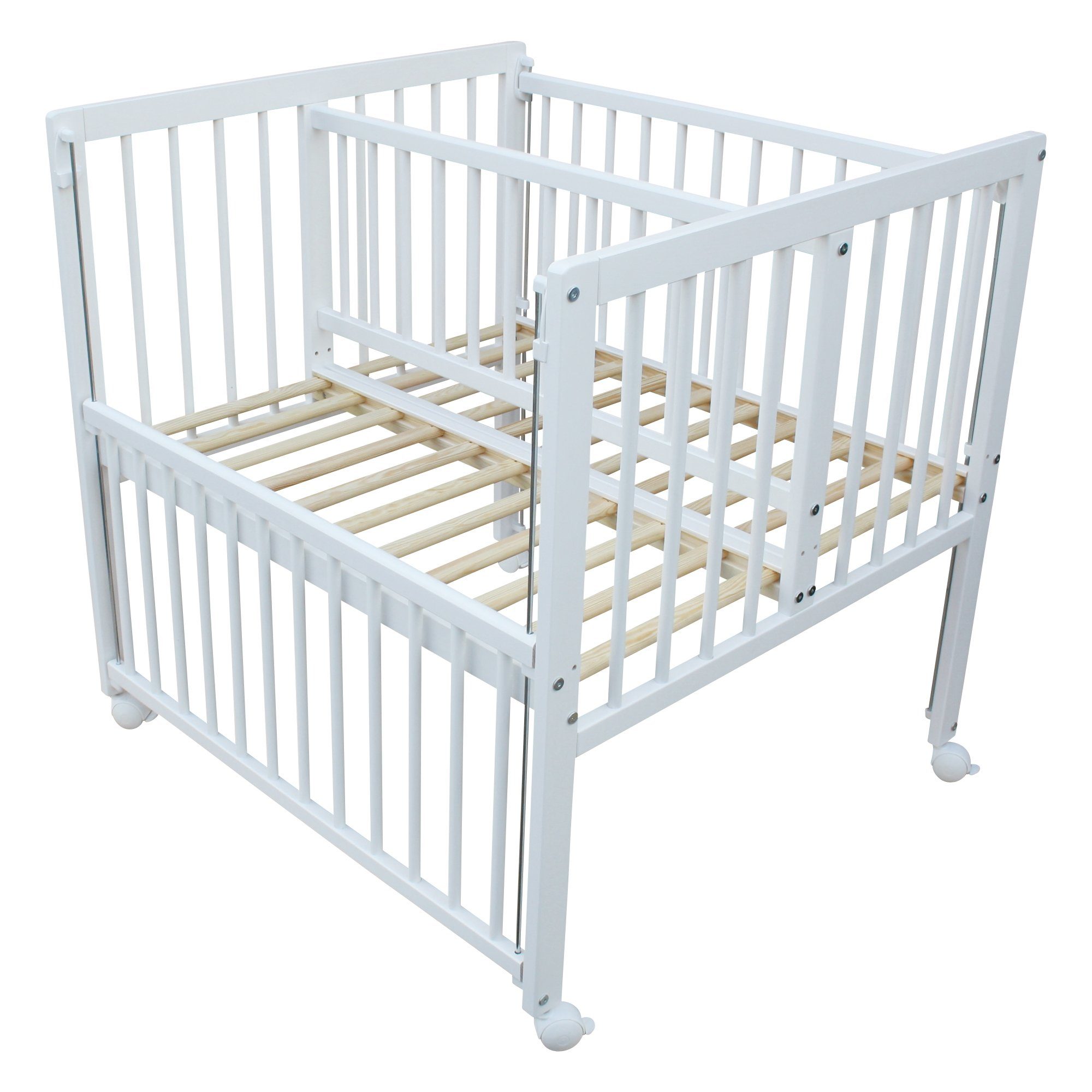 Micoland Beistellbett Beistellbett / Zwillingsbett mit Matratzen und Rädern 90x80 cm LUX