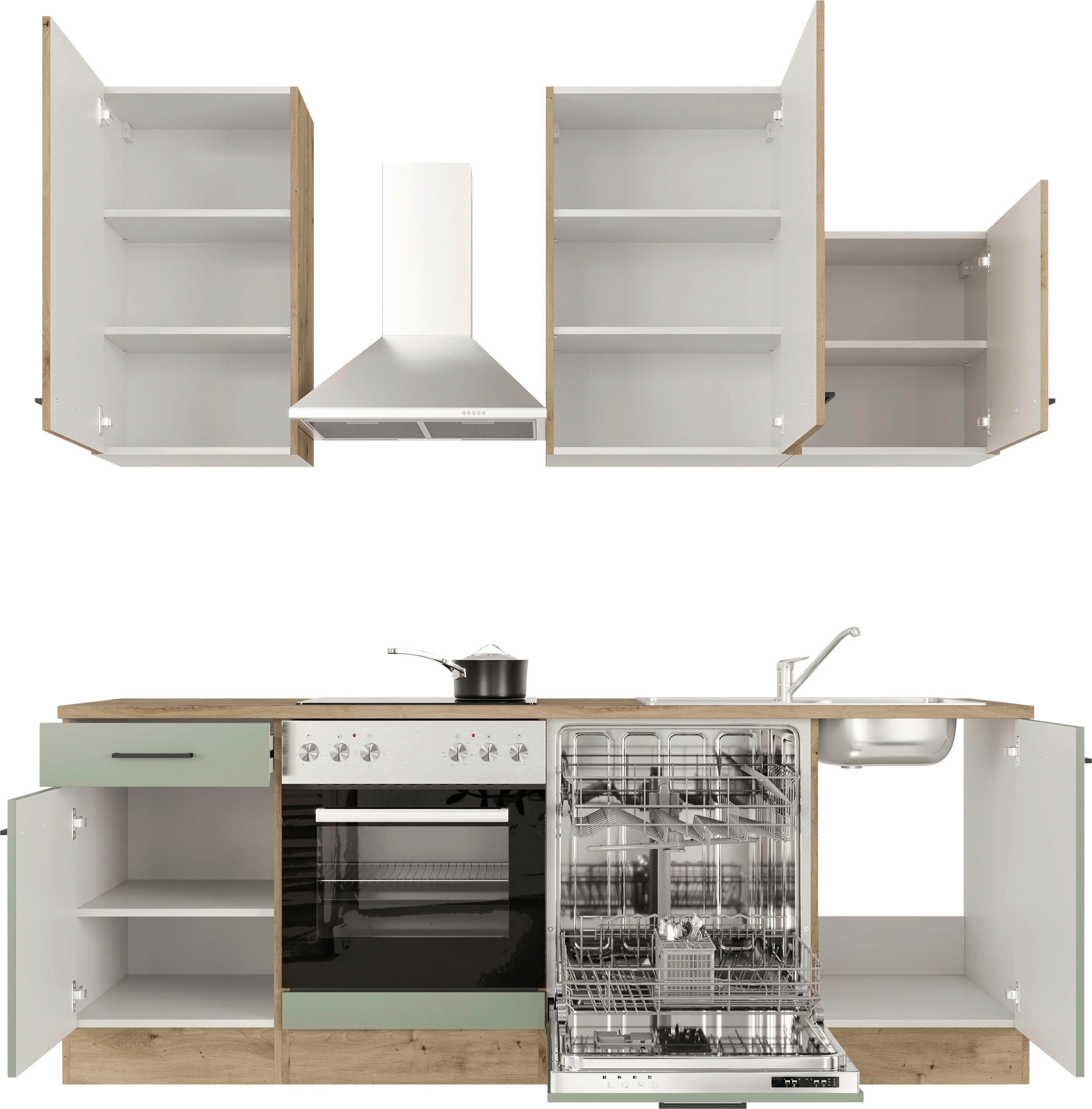 Flex-Well Küche Cara, mit und ohne E-Geräten erhältlich, Gesamtbreite 220 cm