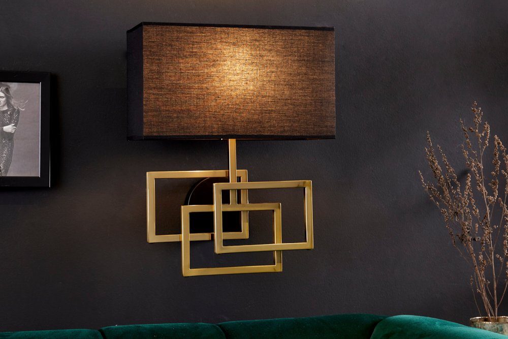 ohne · Leuchtmittel, · / Wohnzimmer Wandleuchte · Stoff ATLANTIS Design Metall · gold, riess-ambiente schwarz Modern innen 44cm