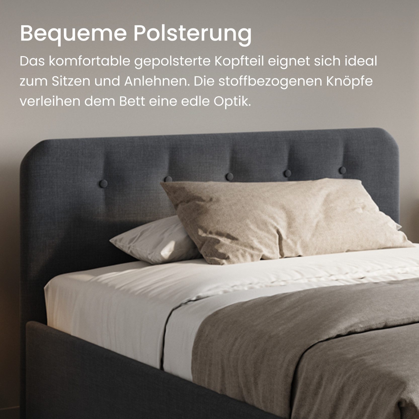 Home Collective Polsterbett Bett mit Stauraum, verstellbarem Lattenrost, viele Größen (Größen: 100x200 120x200 140x200 160x200 180x200 200x200, hochwertiger Str – Bild 4 von 5