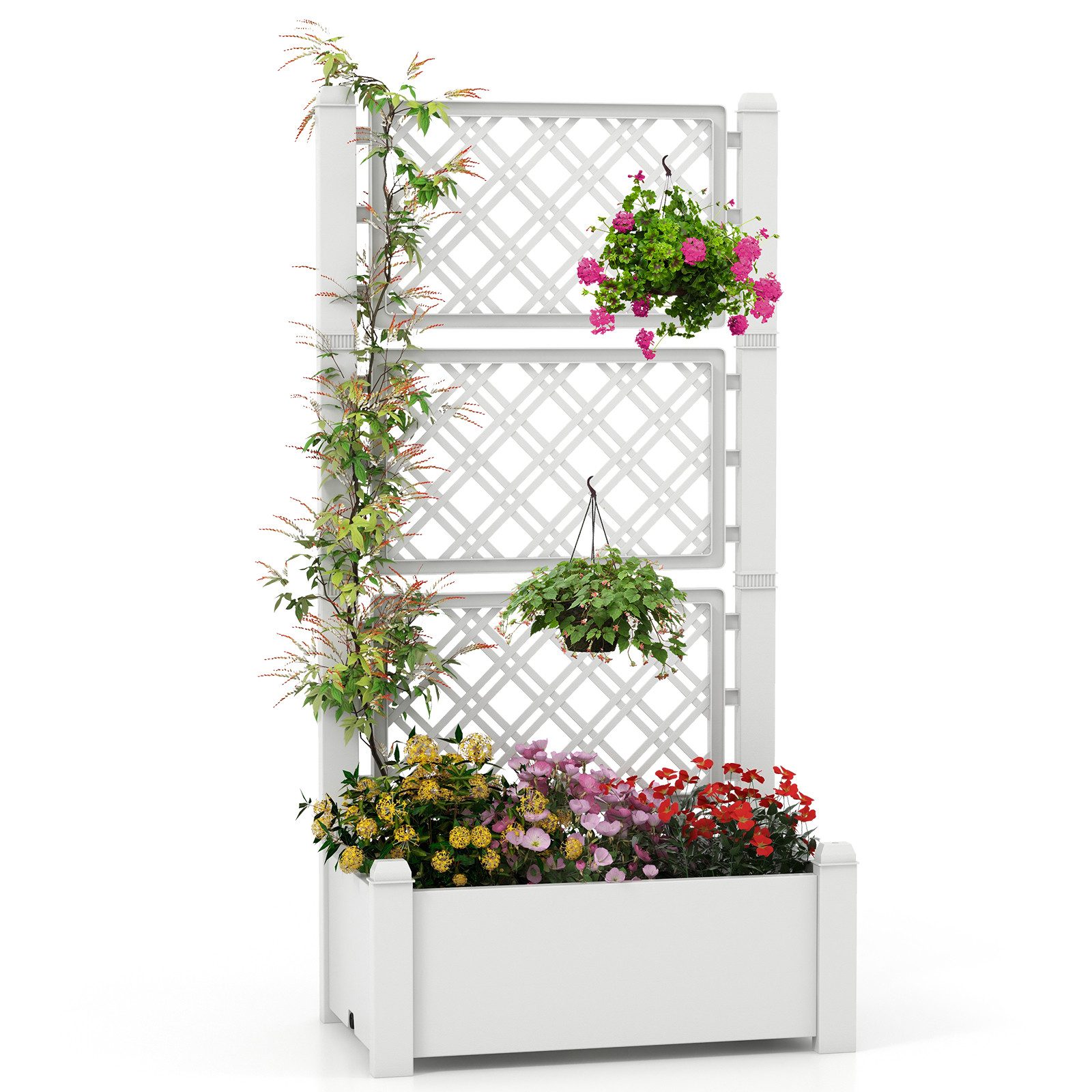 KOMFOTTEU Blumenkasten, Pflanzkasten mit Rankgitter, 76,5 günstig online kaufen