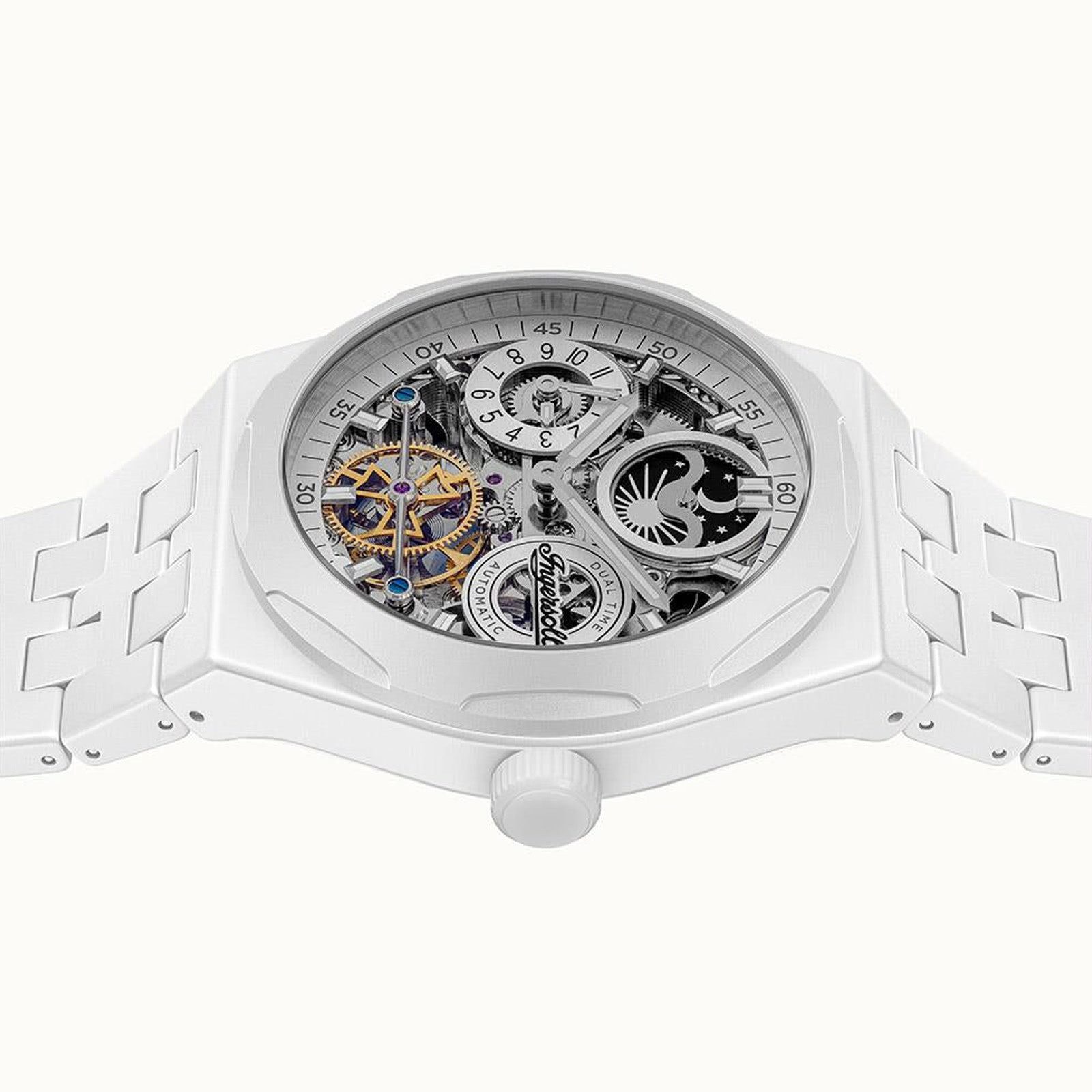Ingersoll Quarzuhr Ingersoll Herrenuhr Ceramic weiß, (Analoguhr), Herren Armbanduhr rund, Ceramicarmband weiß, Elegant