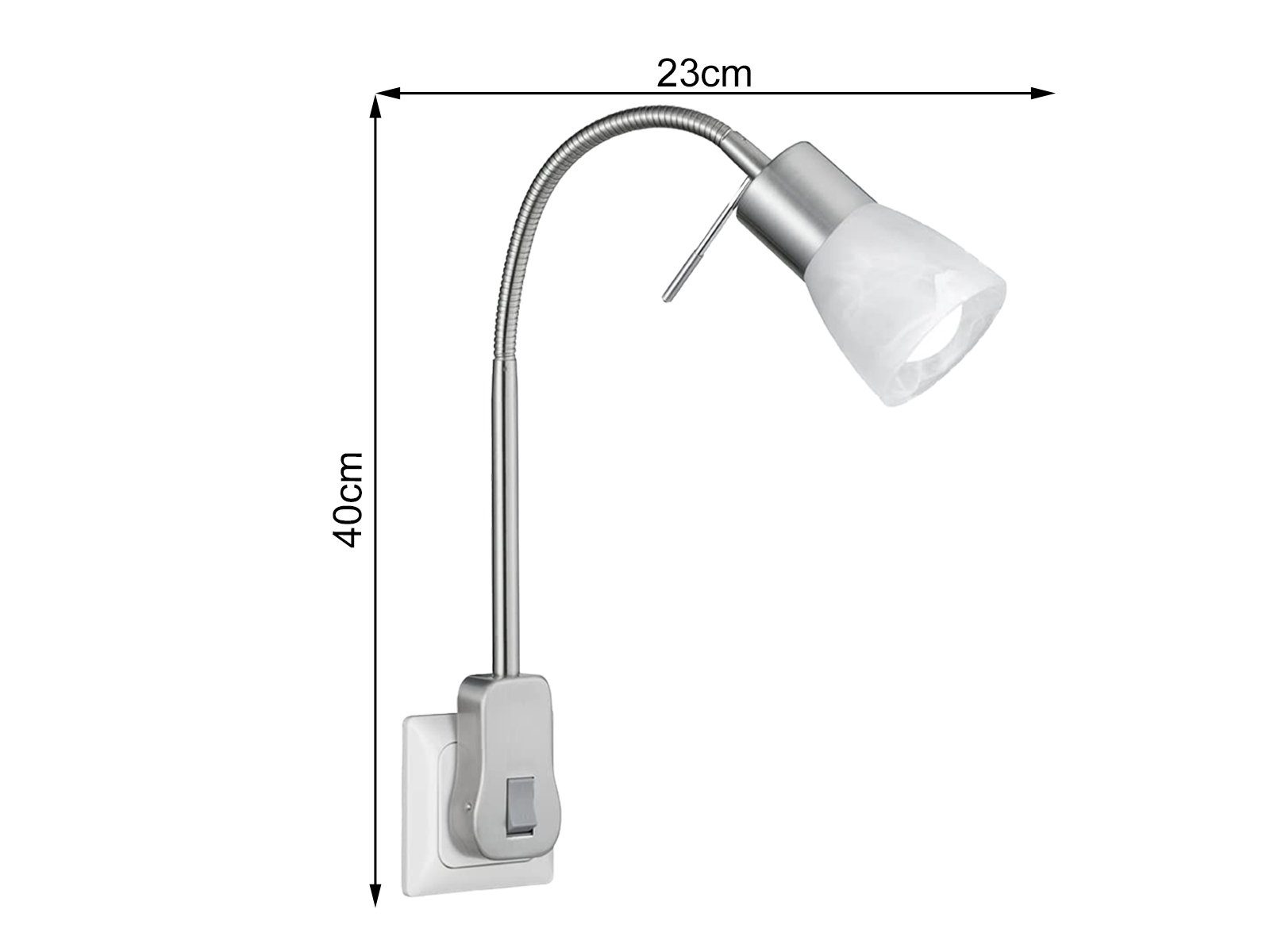 Leselampe, Stecker LED 2erSet H Nachttischlampe Bett 40cm Schalter meineWunschleuchte mit Wand-lampe wechselbar, und Warmweiß, LED Dimmfunktion,