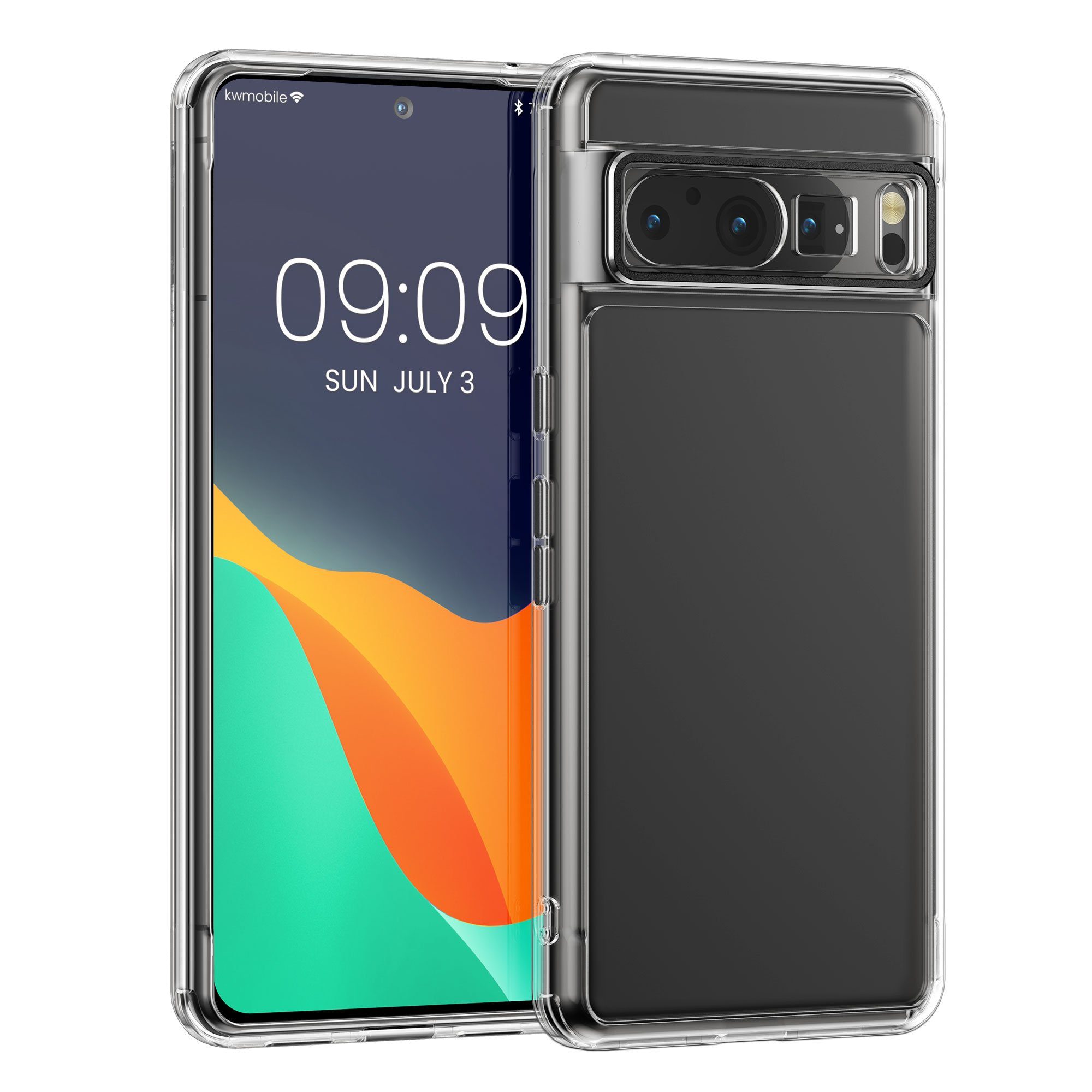 kwmobile Handyhülle Hülle für Google Pixel 8 Pro Kunststoff, Handyhülle mit Kameraschutz - Anti-Gelb Case Transparent Schwarz