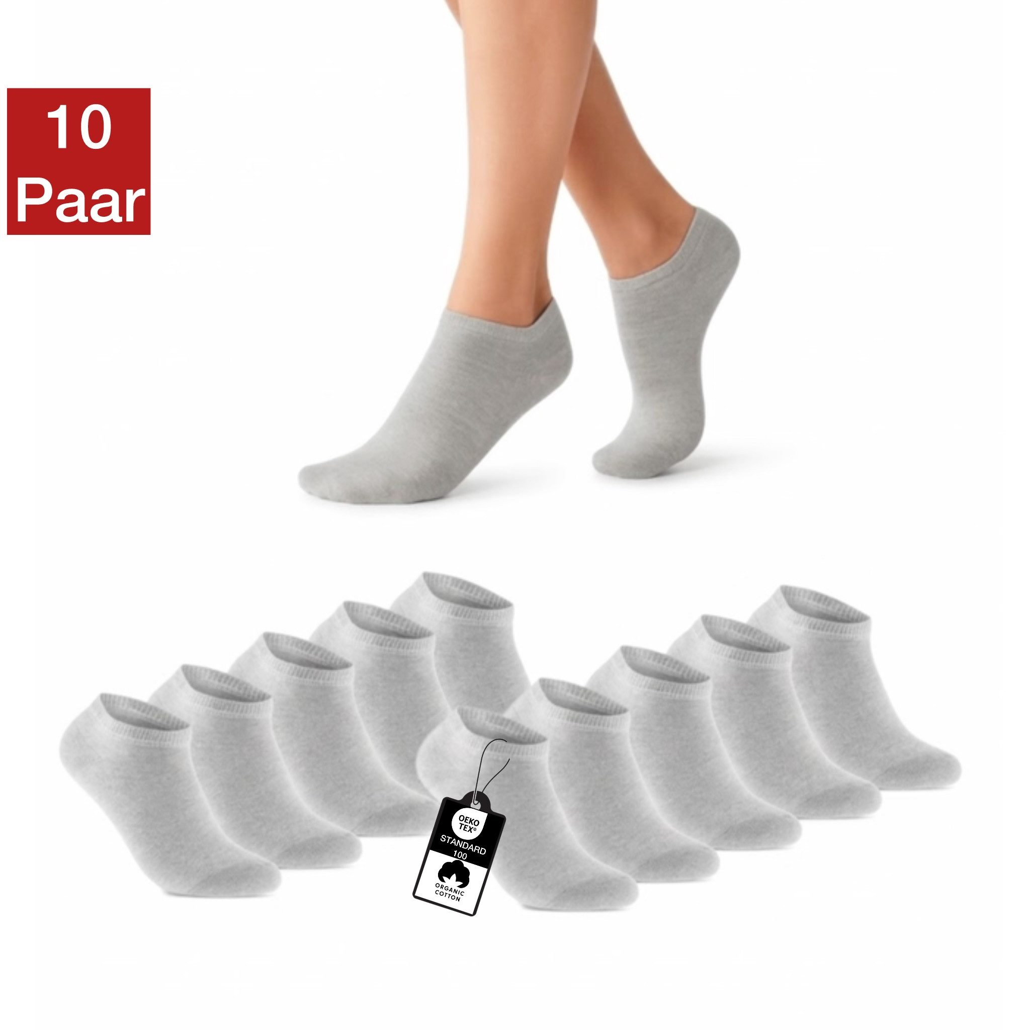 NERS Kurzsocken aus Baumwolle 10-20 Paar, Damen & Herren ohne Naht, mit Komfortbund (10-Paar, 10) Sneaker socken, Atmungsaktive, Ohne Gummidruck, Robust und Langlebig