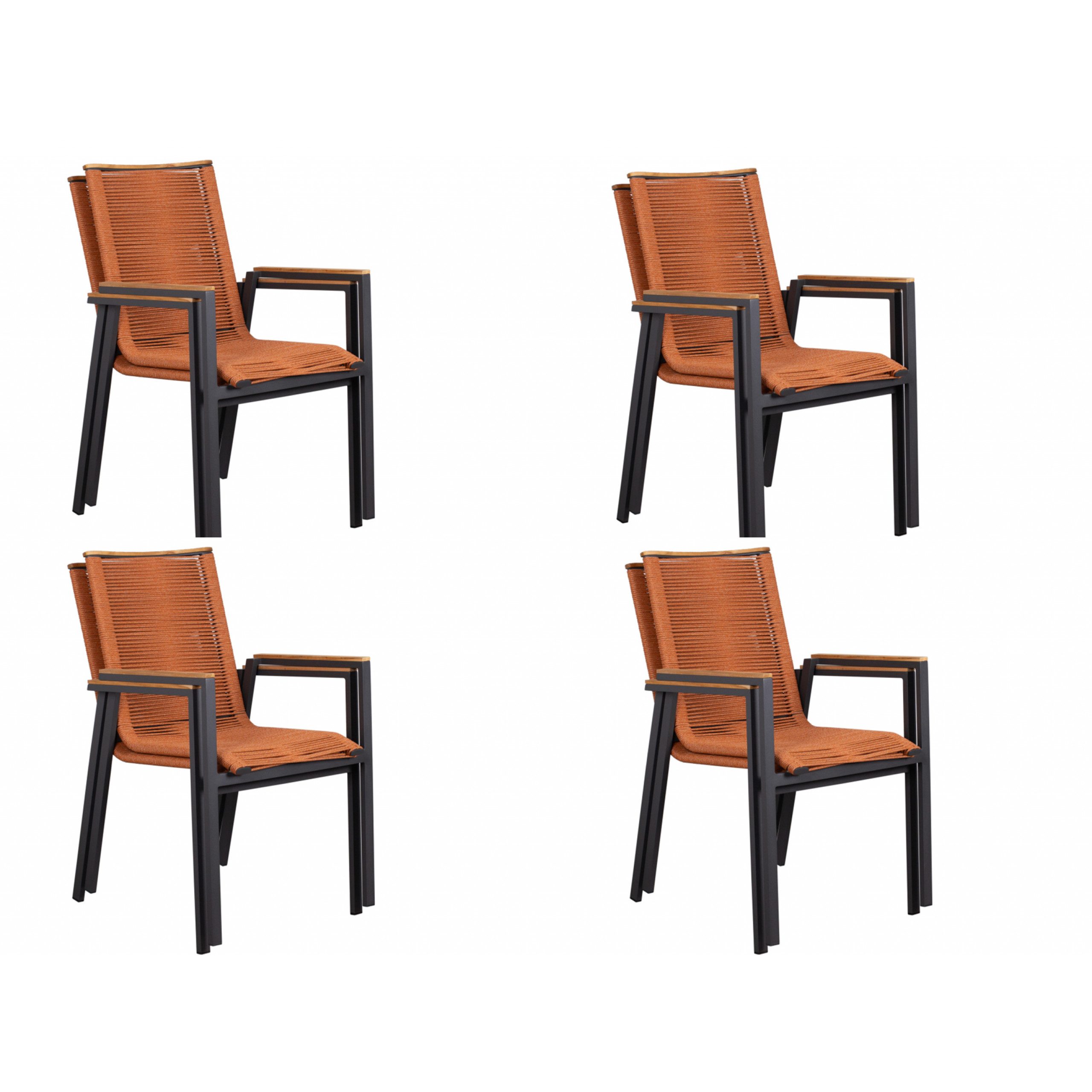 deVries Gartenstuhl deVries 4x Montana Diningstapelsessel Rope terracotta 4 Stück