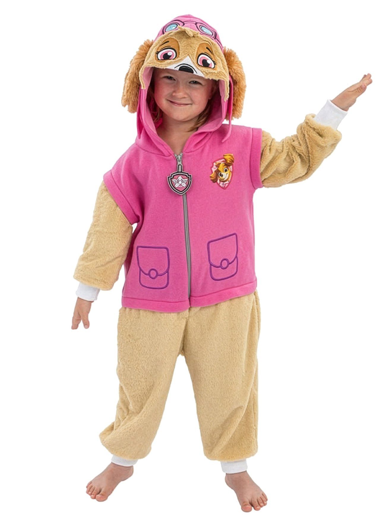 CHAKS Kostüm Paw Patrol – Skye Overall für Kinder, Tierisch bequem: der Kapuzenanzug für die helfenden Hunde