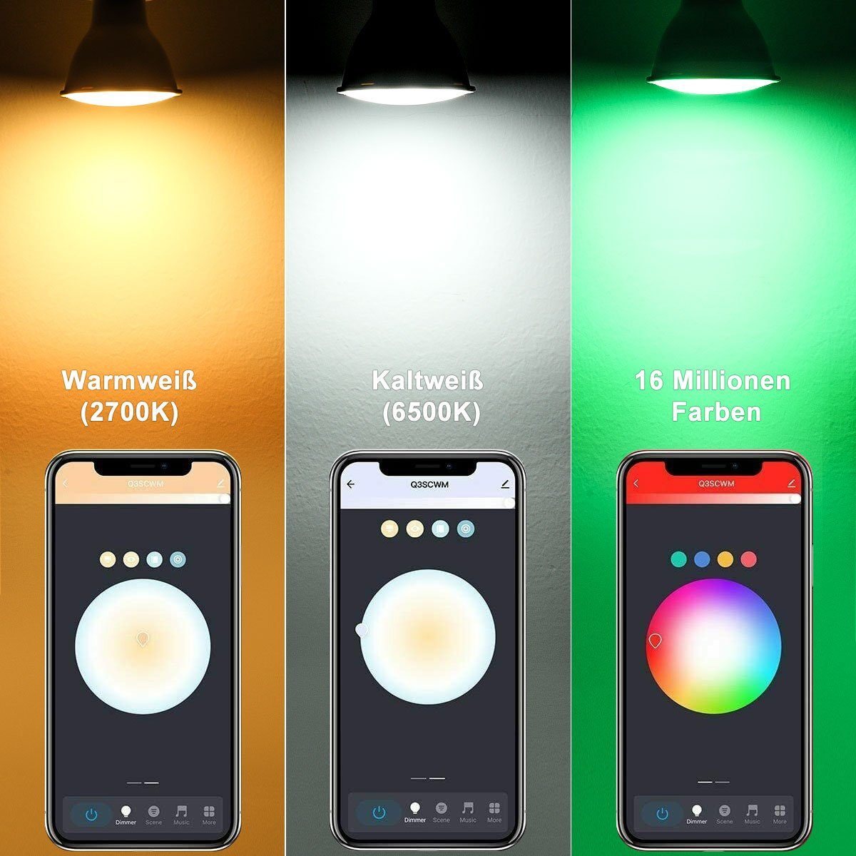 E27, sparen, 1 Google Alexa Energie Home Smart lampe Lampe, WLAN Lampe, dimmbare alexa LETGOSPT smarte Stück Mehrfarbrige dimmbare mit Smarte Echo, Glühbirne