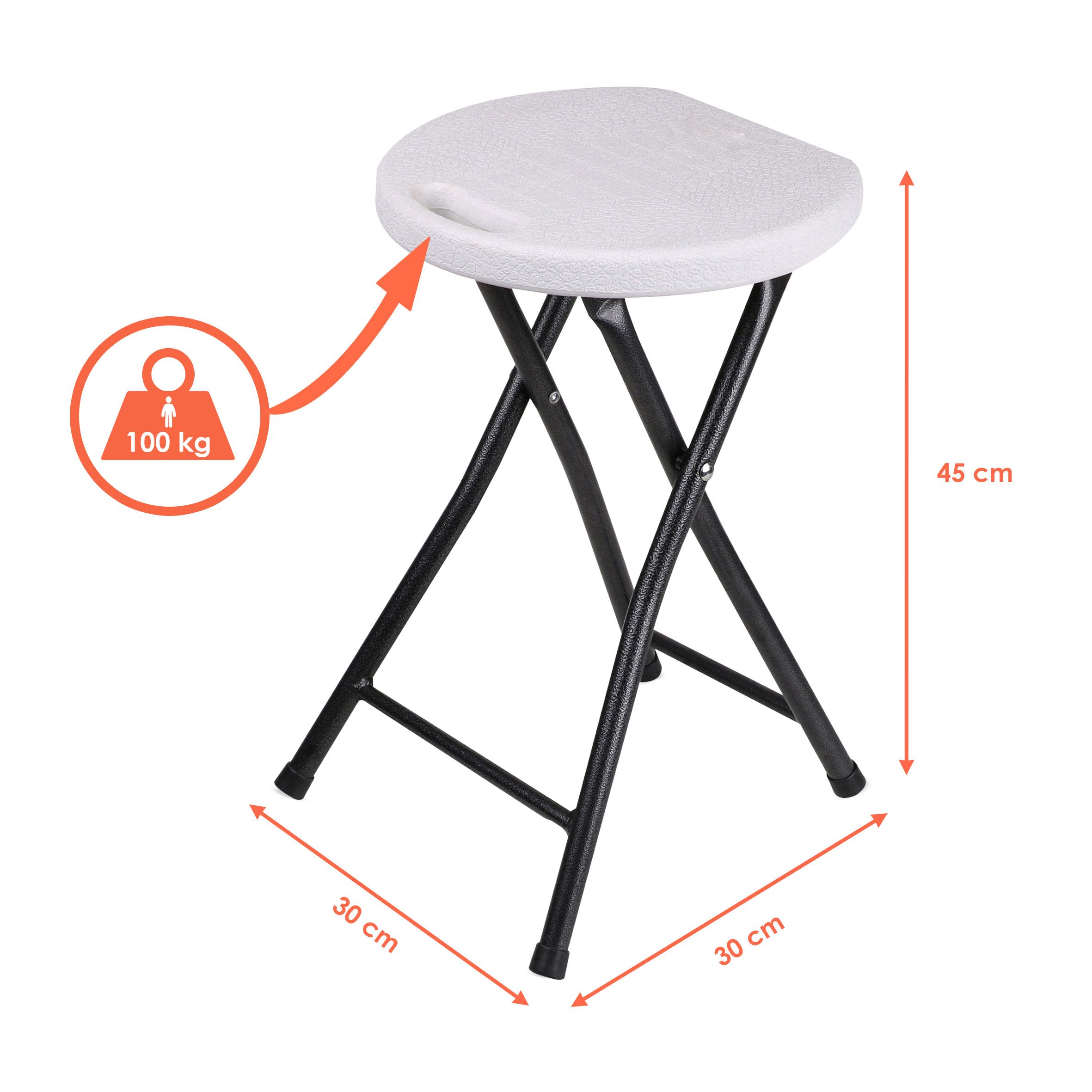 Spetebo Hocker klappbar mit Metall Gestell Belastbarkeit 100 kg (Sitz / Bar günstig online kaufen