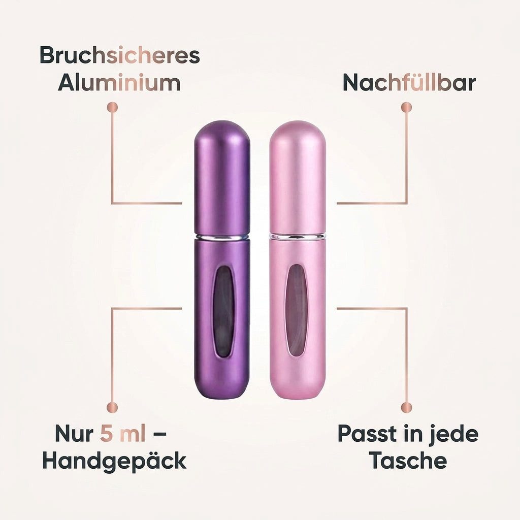 H-basics Parfümzerstäuber 2er Set 5 ml nachfüllbar Aluminium Reise-Flakon