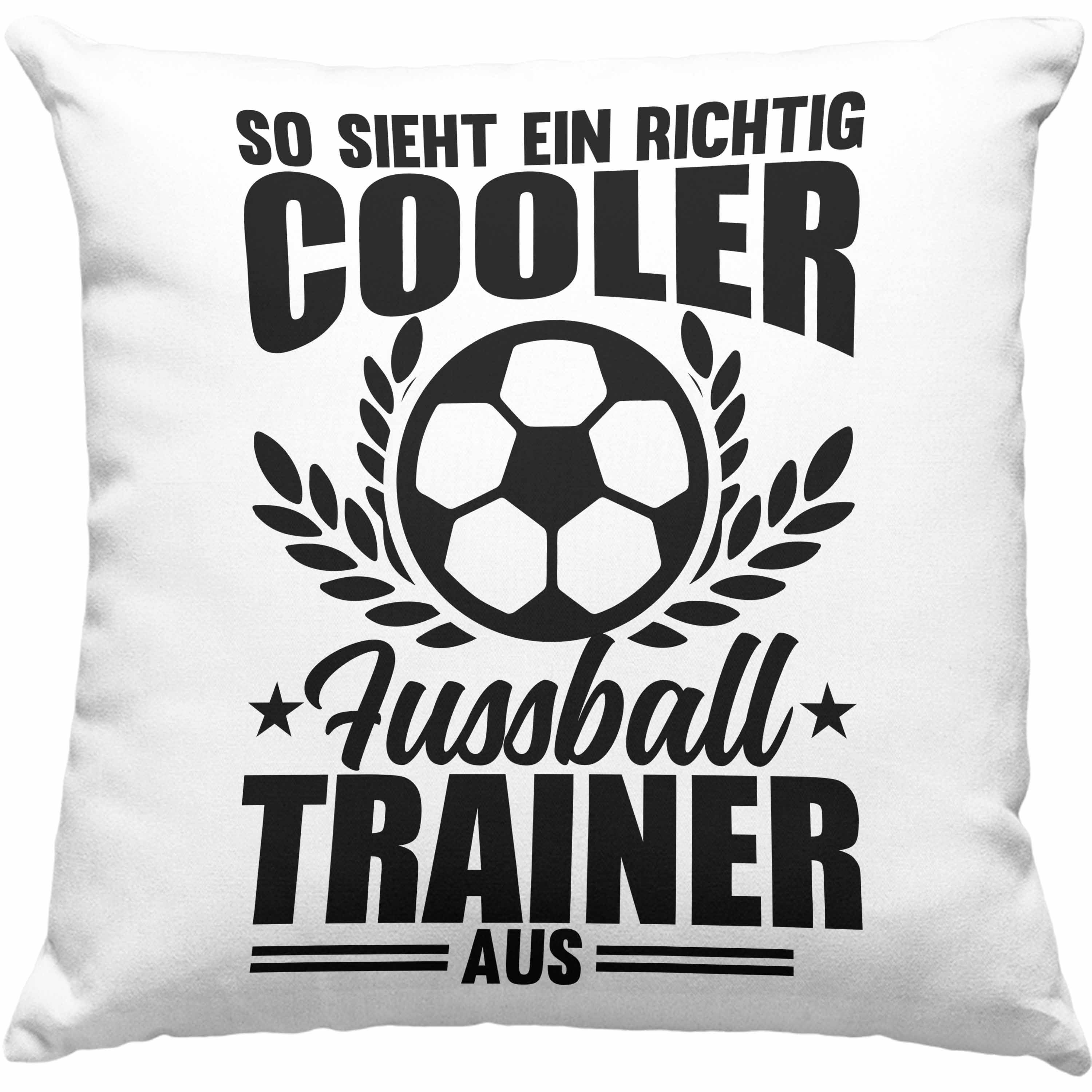 Trendation Dekokissen Trendation - Geschenkidee Fussball-Coach mit Fussballtrainer Bester 40x40 Kissen Rosa für Dekokissen Fußball-Trainer Geschenk Füllung