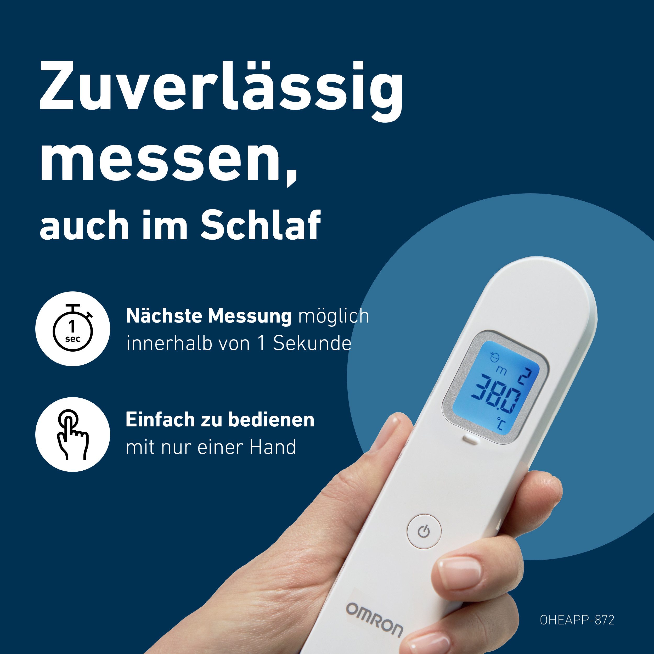Omron Stirn-Fieberthermometer Gentle Temp 730, berührungsloses Infrarot-Thermometer mit Distanzsensor, schnelle, präzise, kontaklose Messung, geeignet für alle  – Bild 5 von 5