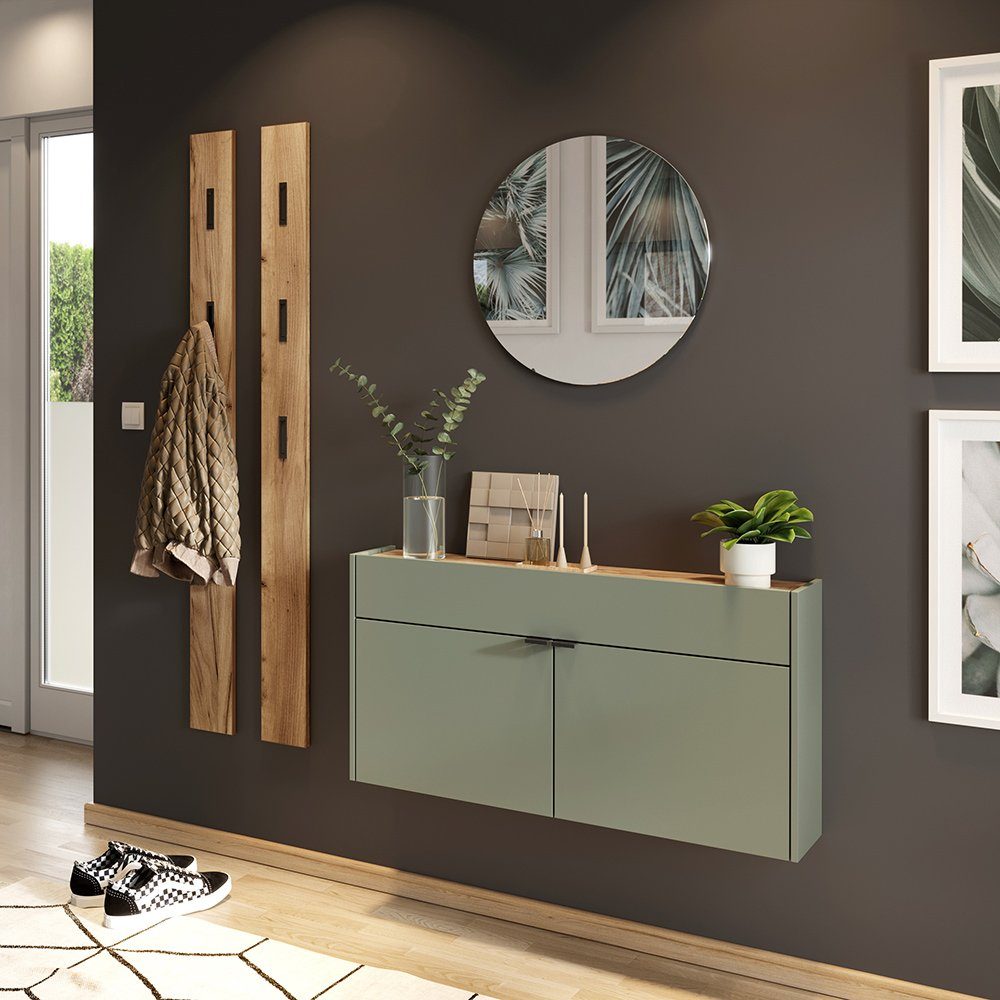 Lomadox Garderoben-Set ABERDEEN-01, (Spar-Set, 4-St), in grün mit Eiche, id günstig online kaufen