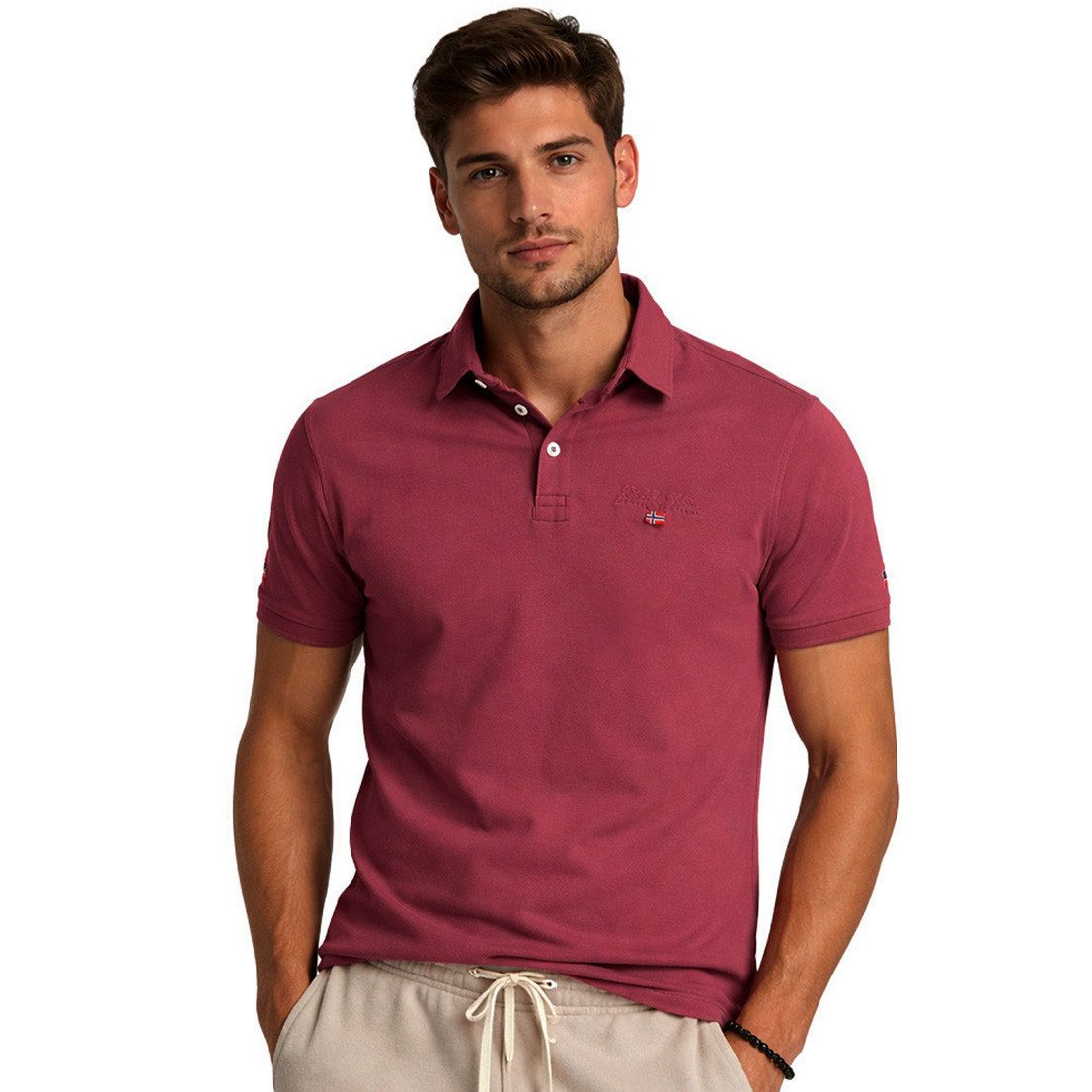 Geographical Norway Poloshirt Herren Poloshirt Kurzarm 100% Baumwolle Piqué Regular Fit