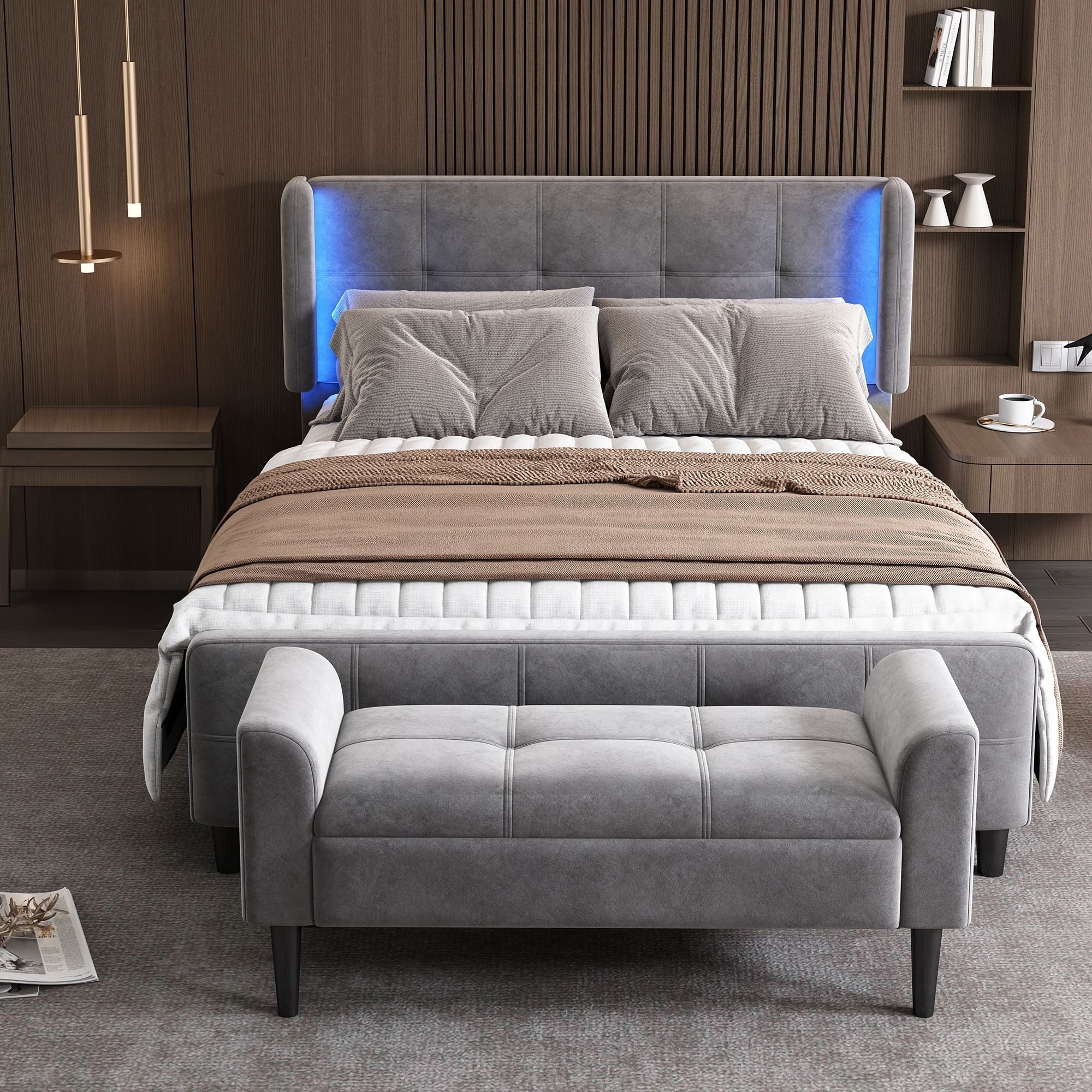 HAUSS SPOLE Polsterbett 140x200cm mit LED-Leisten, günstig online kaufen