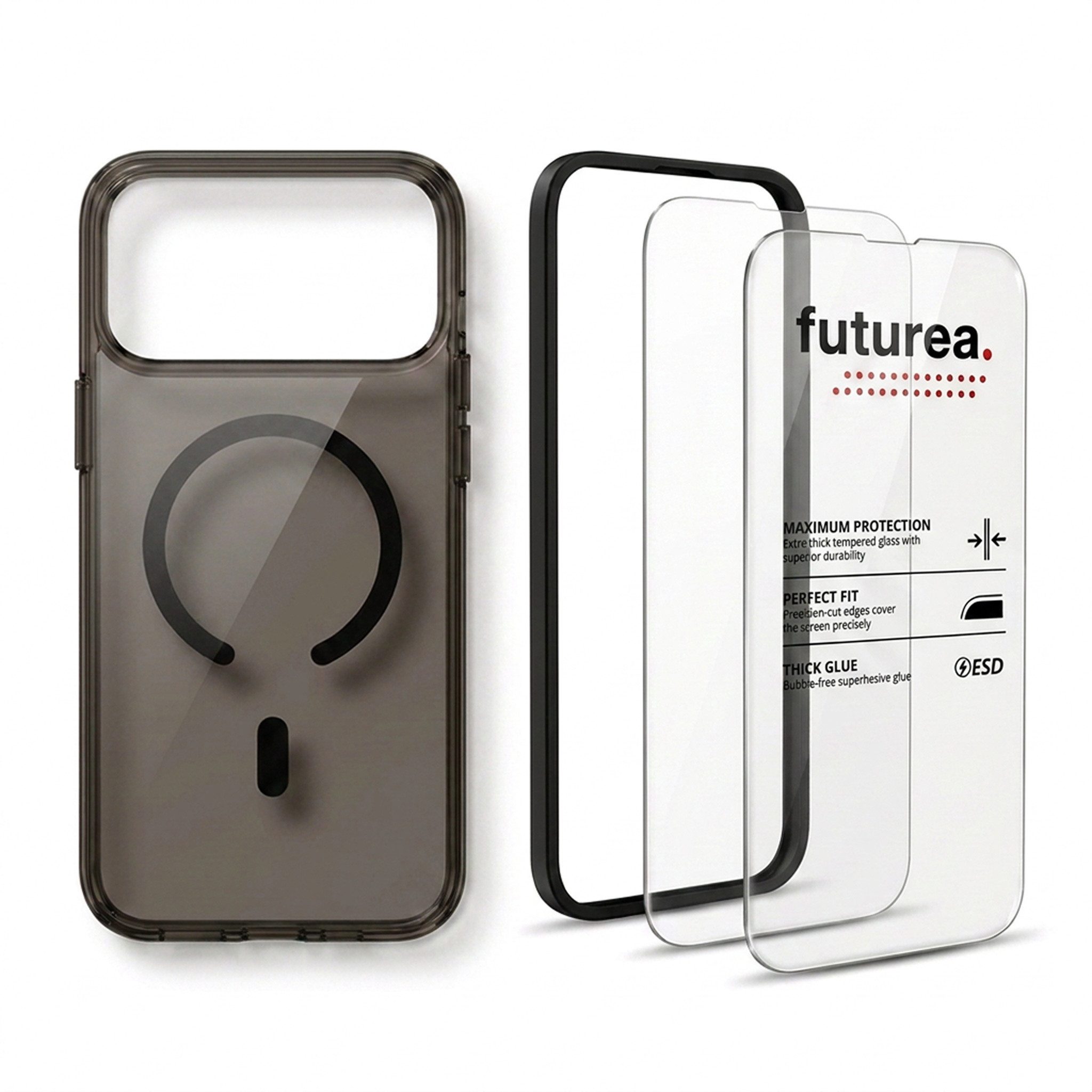 Futurea Handyhülle Hardcase Transparent MagSafe 3in1 Panzerglas iPhone 18 Pro & Pro Max 6,3" - 6,9", Premium Schutzset mit Schutzfolie 9H Härtegrad für das Apple iPhone