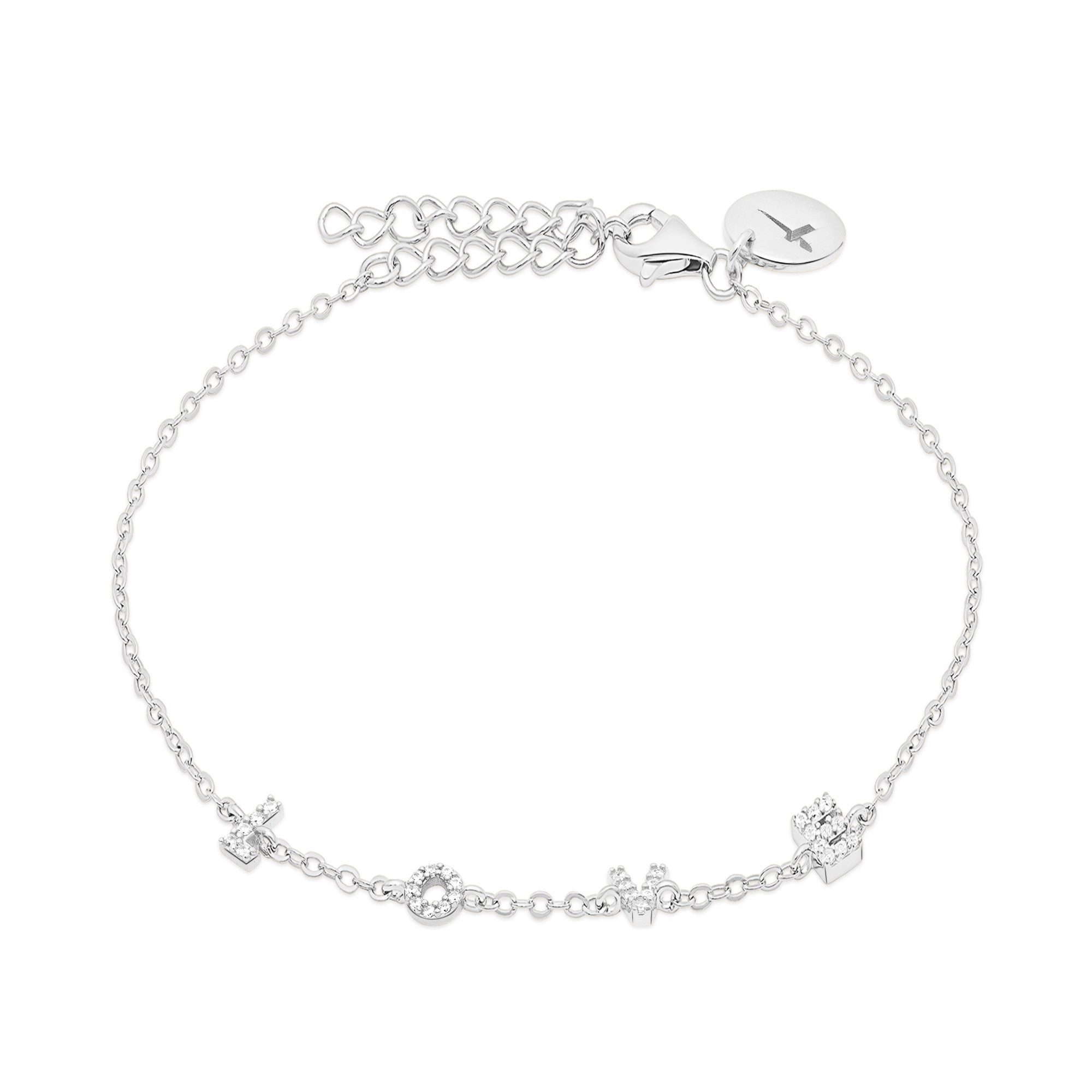 Tamaris Silberarmband Schmuck Geschenk Silber 925 Armkette Love Letters, mit Zirkonia (synth)