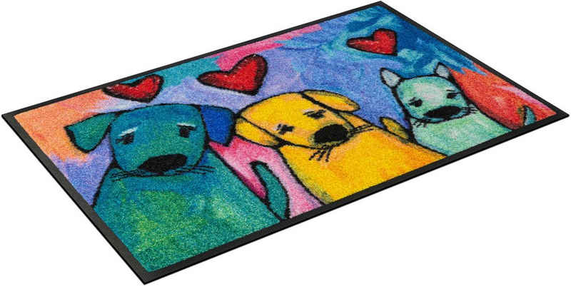 Fußmatte Doggies, wash+dry by Kleen-Tex, rechteckig, Höhe: 7 mm, Schmutzfangmatte, Motiv Hunde, modenes Design, rutschhemmend, waschbar