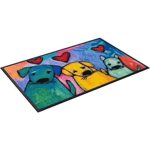 Fußmatte Doggies, wash+dry by Kleen-Tex, rechteckig, Höhe: 7 mm, Schmutzfangmatte, Motiv Hunde, modenes Design, rutschhemmend, waschbar