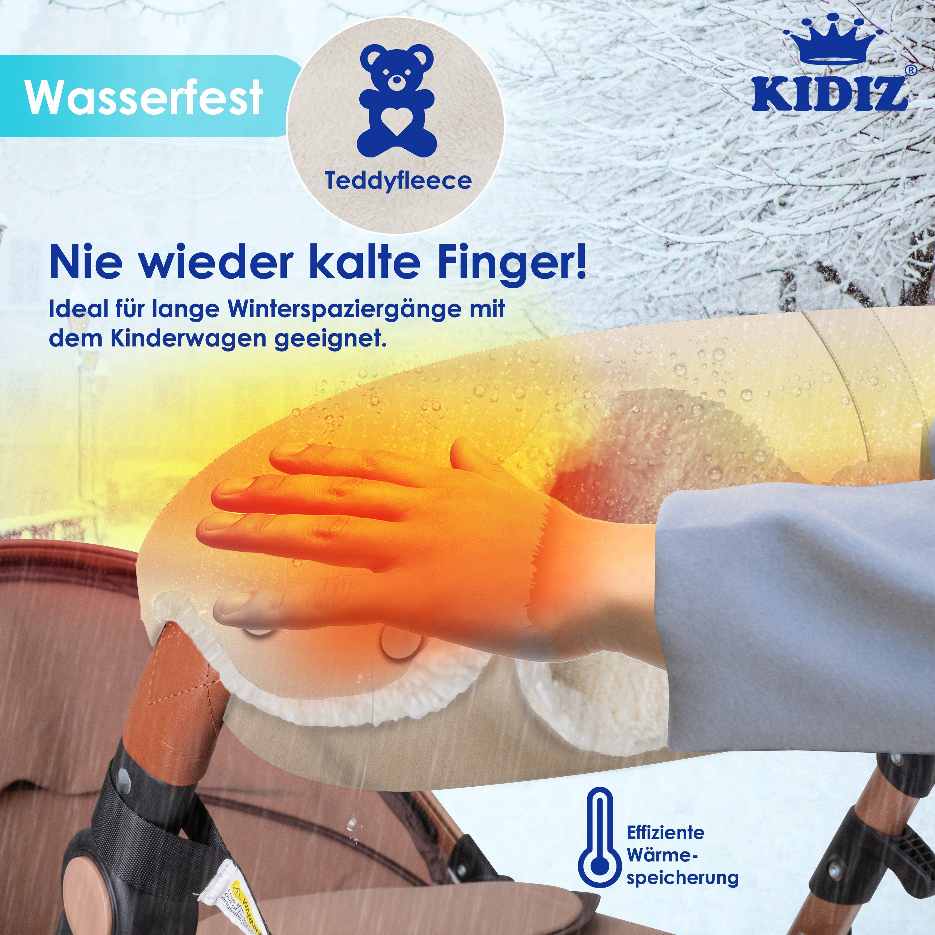 KIDIZ Kinderwagen-Handwärmer, Handwärmer Handschuhe beige Handmuff Kinderwagen Kinderwagenmuff
