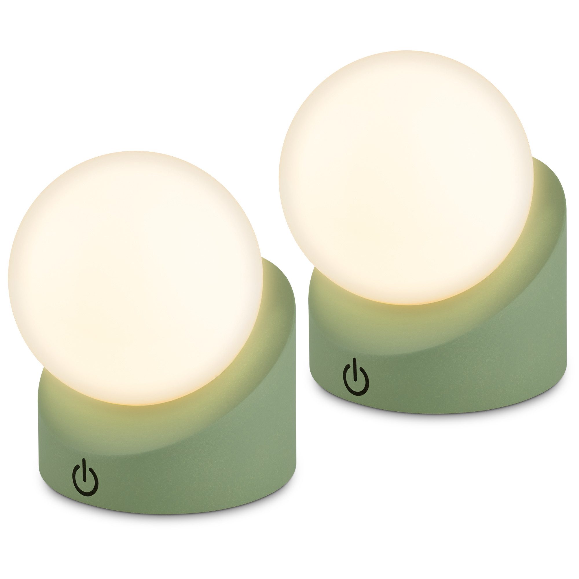 Briloner Leuchten LED Außen-Tischleuchte SORA, Dimmfunktion, LED fest integriert, Warmweiß, kabellos 10x8x9cm Lindgrün 2W Kinderzimmer Flur Outdoor Aussen 2er-Set
