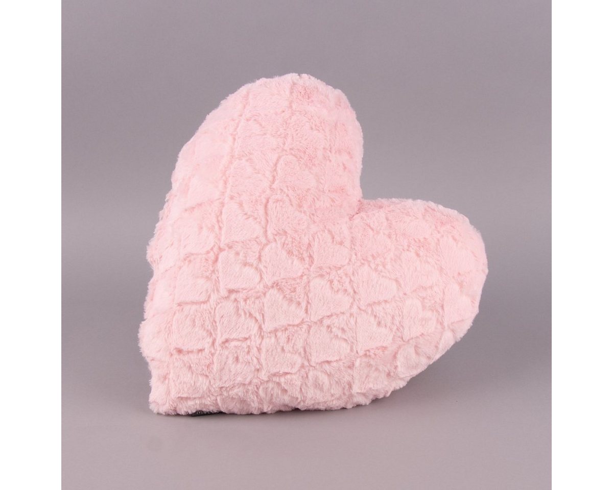 Magma Heimtex Fellkissen Magma Deko Kissen Fluffy Herzform mit Herzen rosa 40x35cm, pflegeleicht