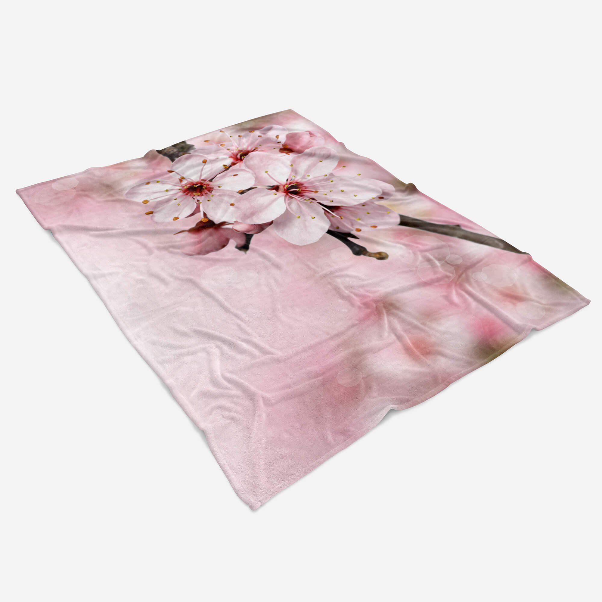 Sinus Art Handtücher (1-St), Strandhandtuch Kirschblüte Baumwolle-Polyester-Mix Handtuch Fotomotiv Handtuch Kuscheldecke Saunatuch Zweig, mit