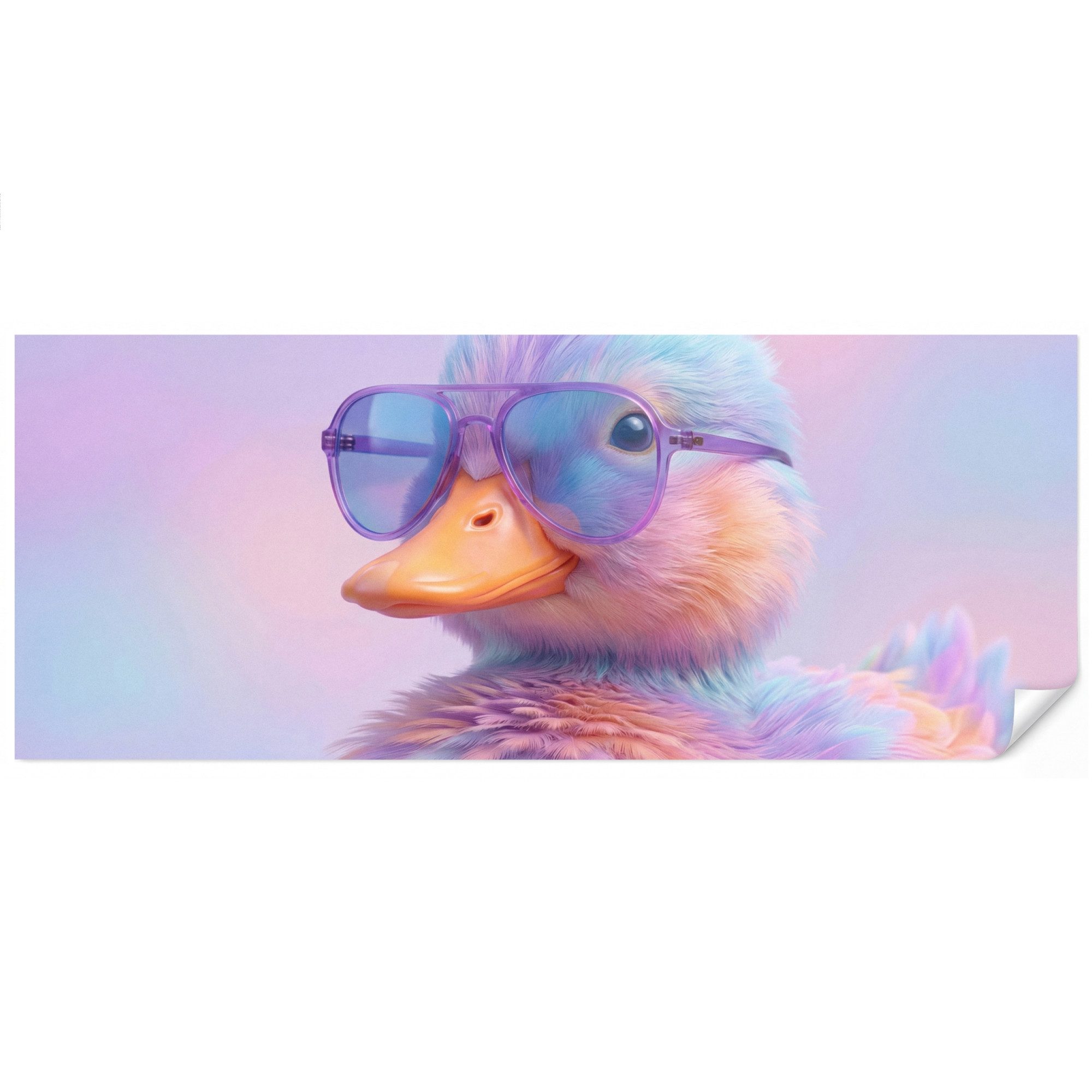 OnlyWow Fototapete Ente - Brille - Pastell, Matt, bedruckt, Wohnzimmer, Vinyl Tapete 500x200cm