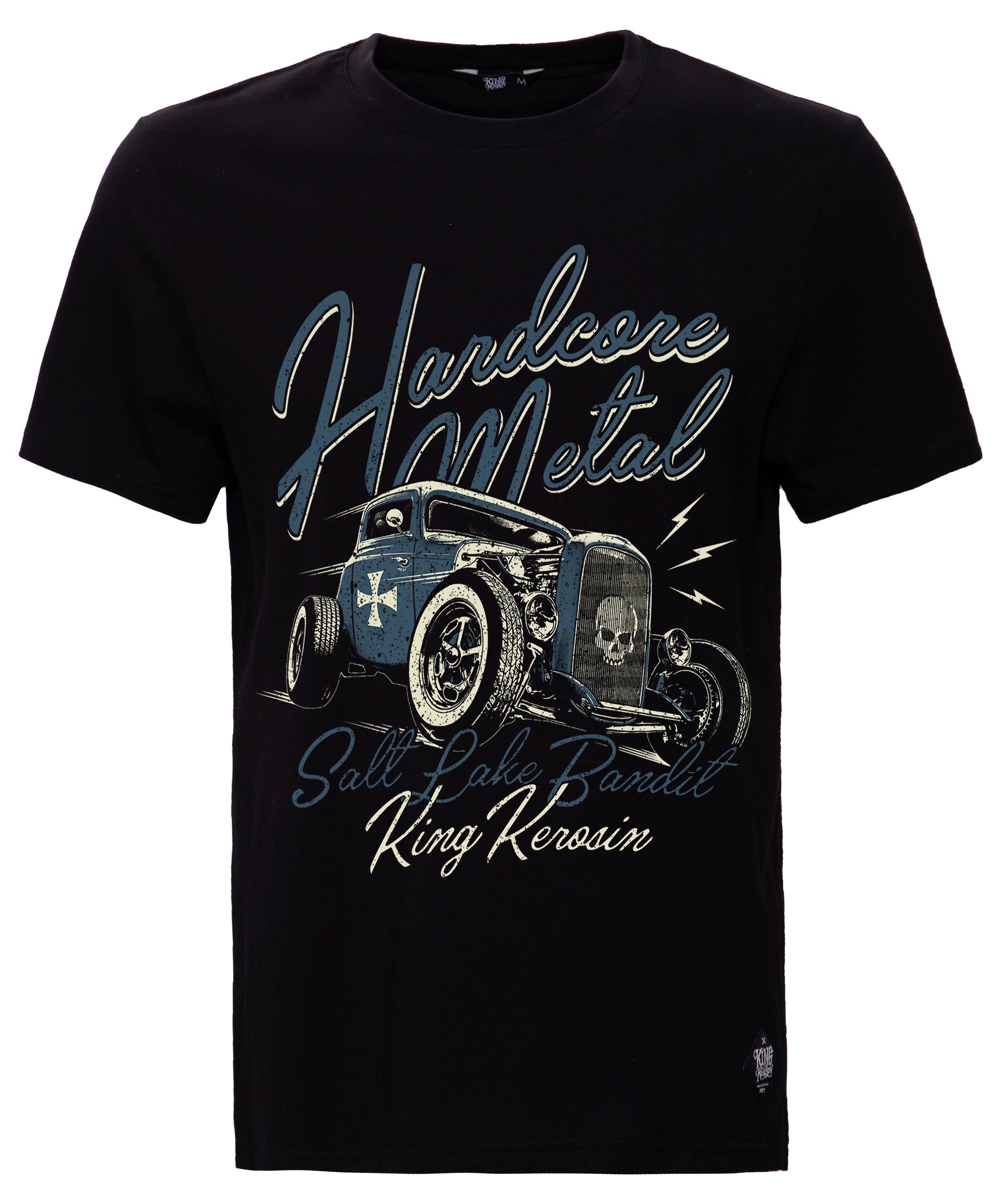KingKerosin T-Shirt Hardcore Retro-Druck mit Metal
