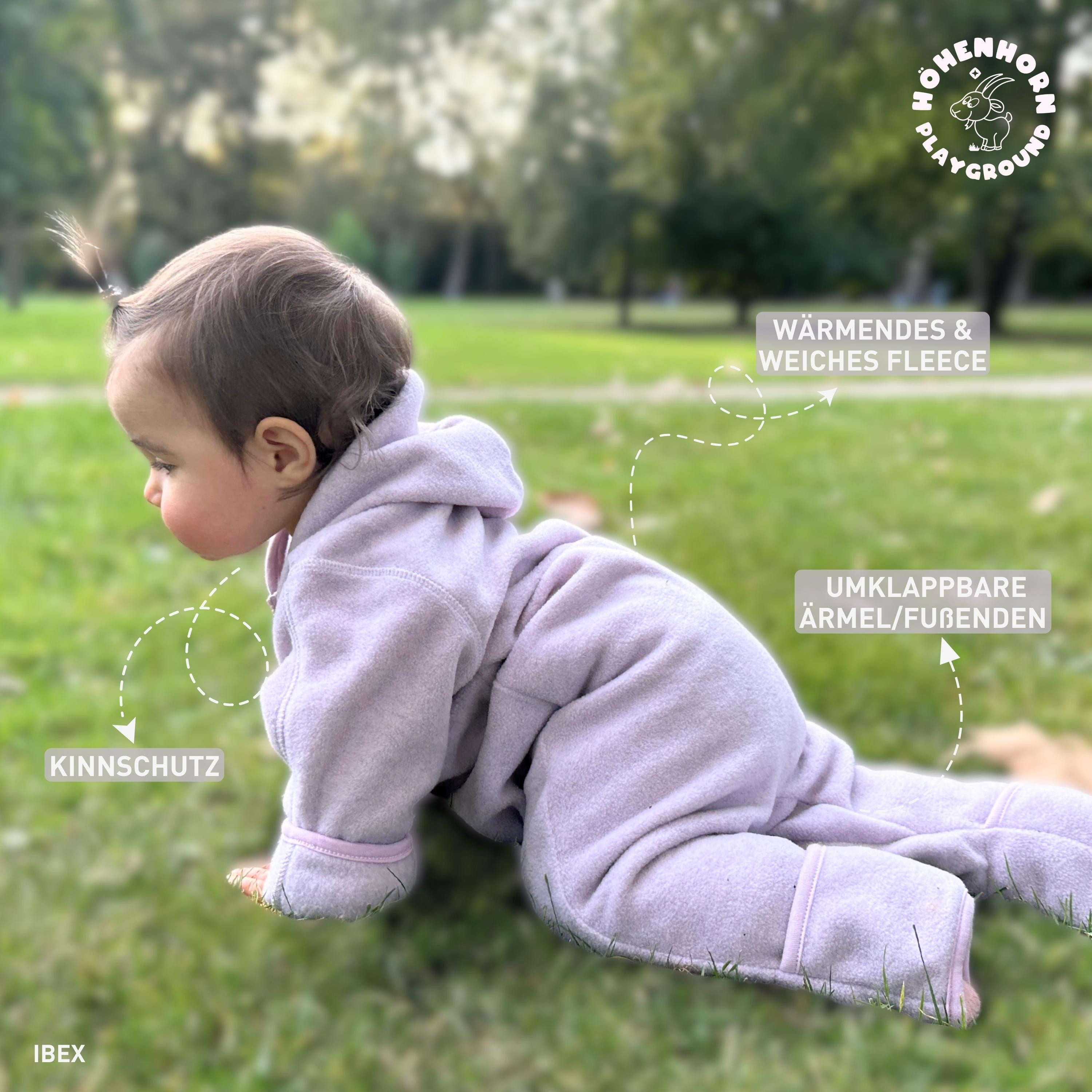 Höhenhorn Strampler Ibex Baby Fleece Overall Winter Herbst Strampler Kleinkind mit Kapuze